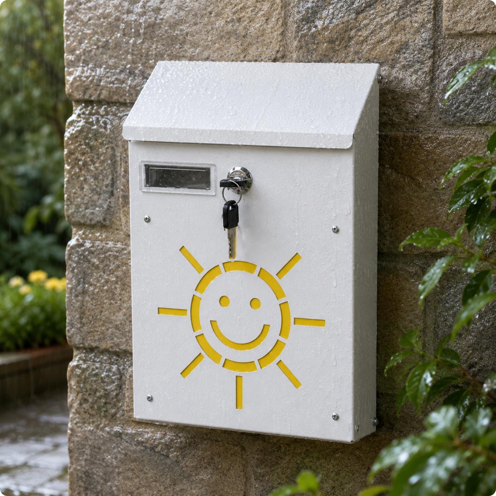 Wandbriefkasten abgeschirmte Klappe Hausbefestigung oben geneigt