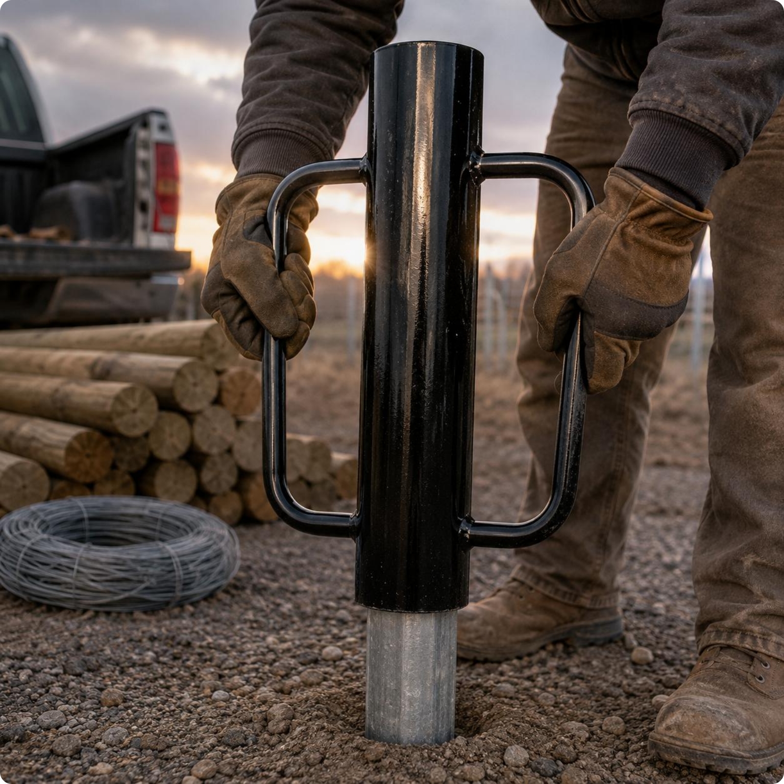 Fence Post Driver Stand-Alone Robust-Duty Fence Post Driver Steel Construction