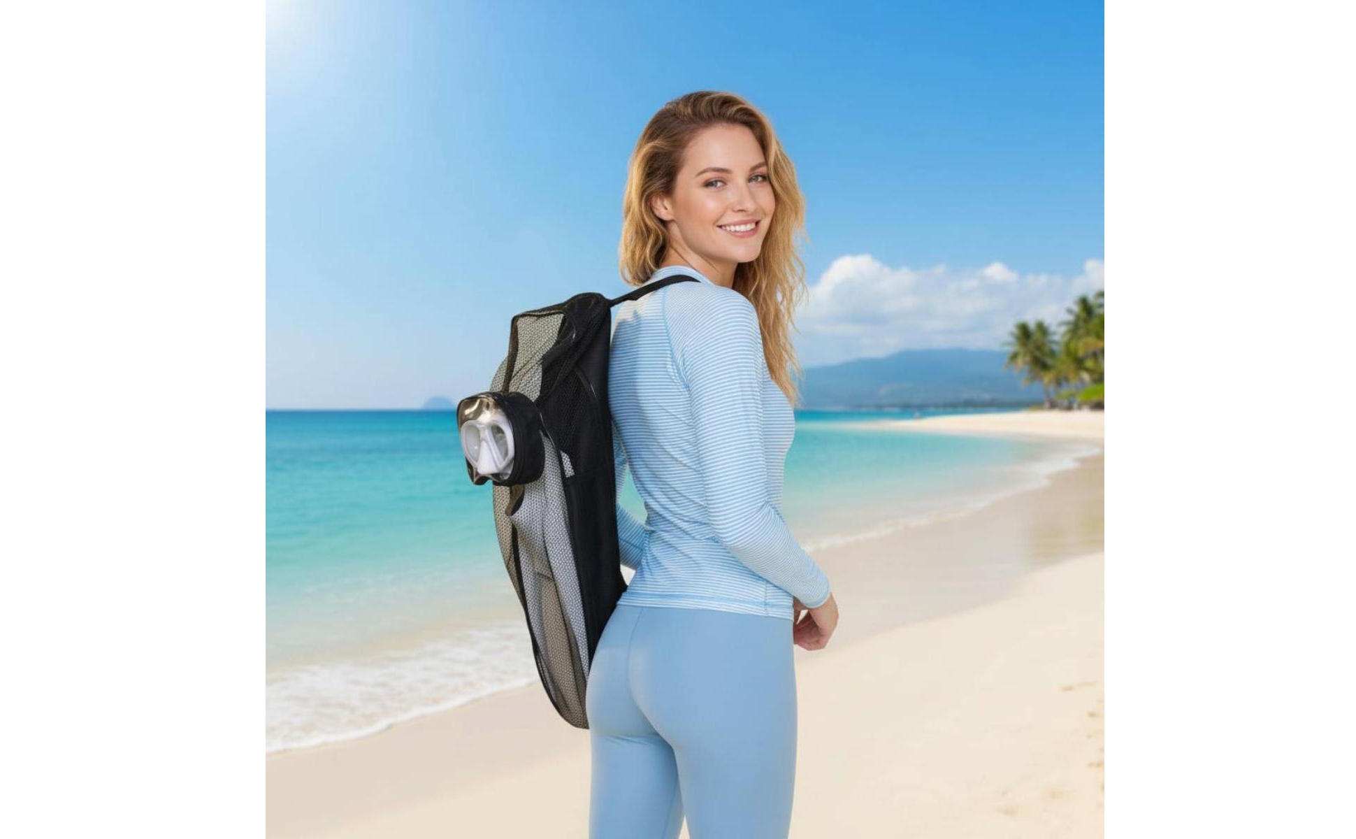 Snorkel Gear Bag PVC Material Mask Fin Bag Adjustable Shoulder Strap for Beach