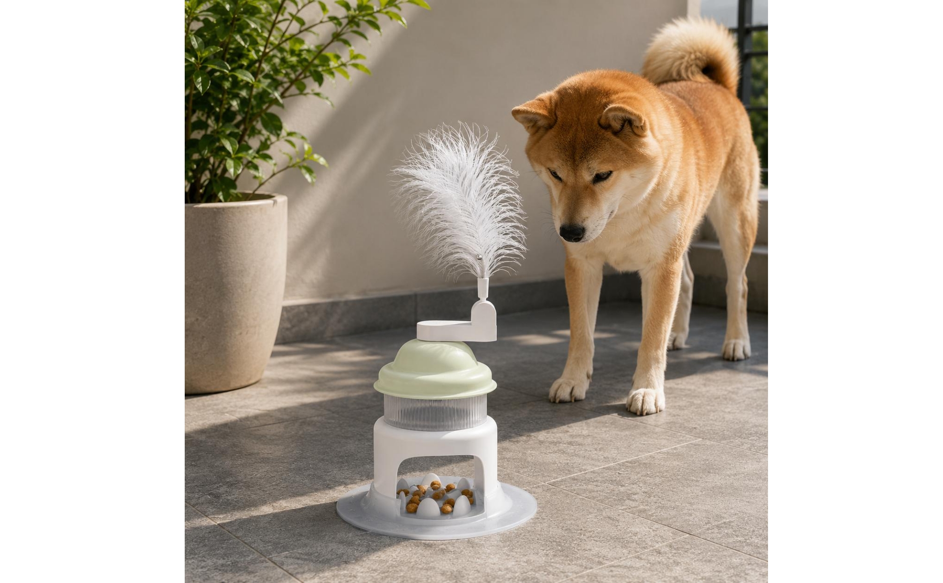 Katzenspielzeug mit Federarm Gerippt Futterpuzzle Offene Front