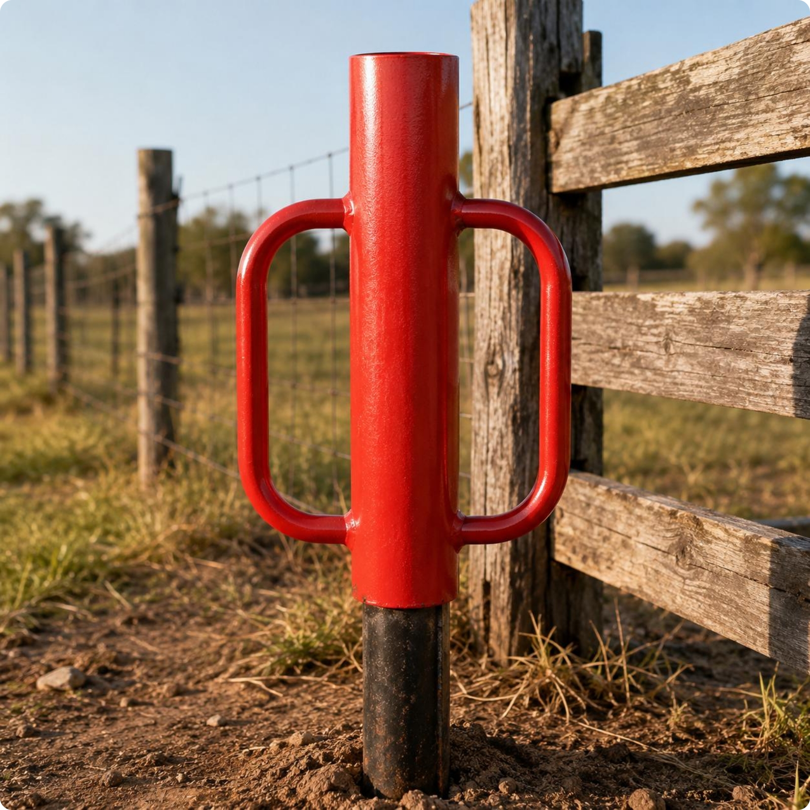 Fence Post Driver Cylindrical Robust-Duty Fence Post Driver Stand-Alone
