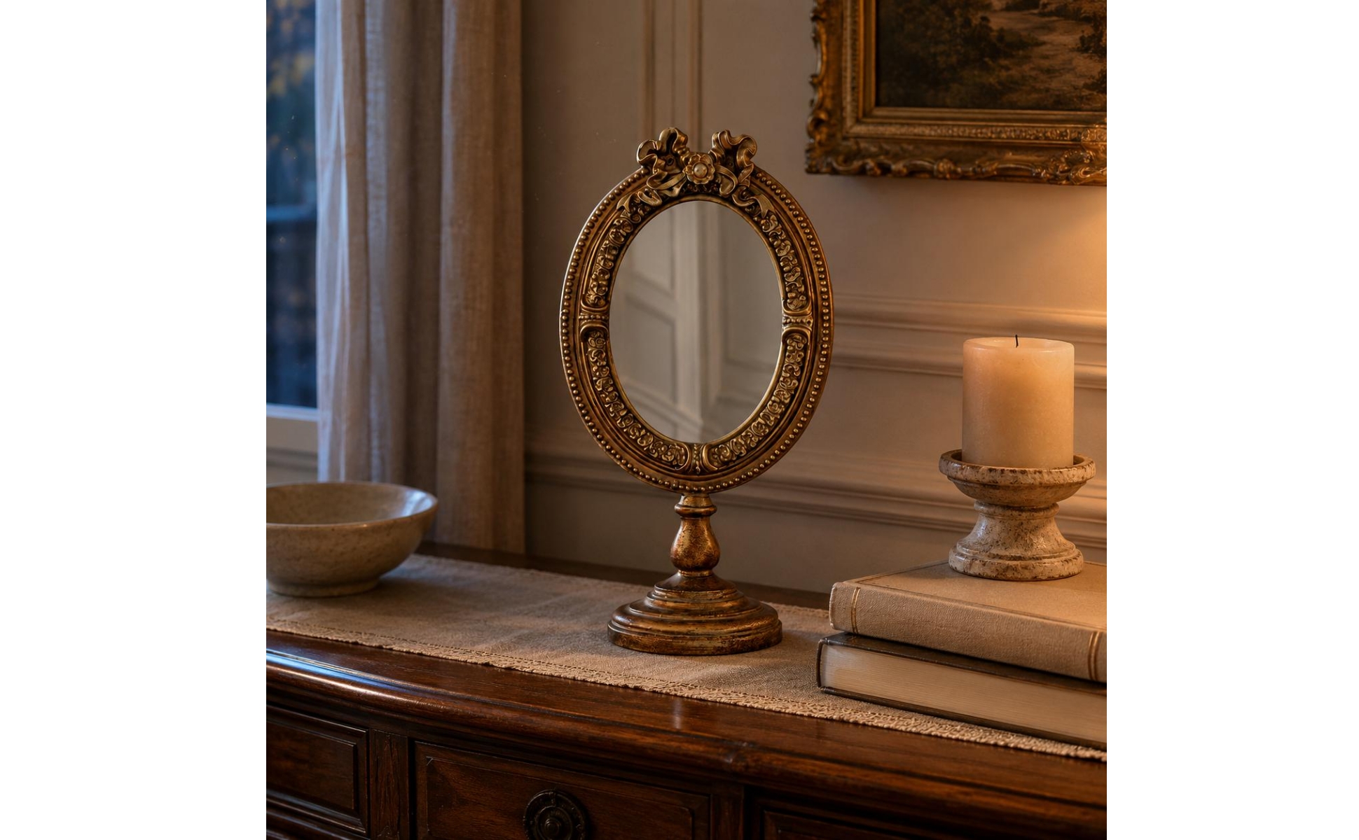 Miroir Ovale Vintage Design Français Miroir sur Pied Vintage
