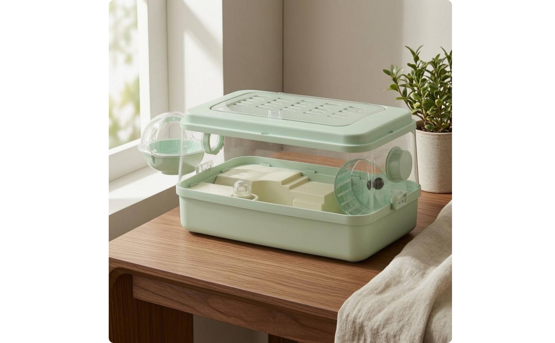 Two-Tier Hamster Enclosure Transparent 2-Tier Hamster Enclosure Top-Opening