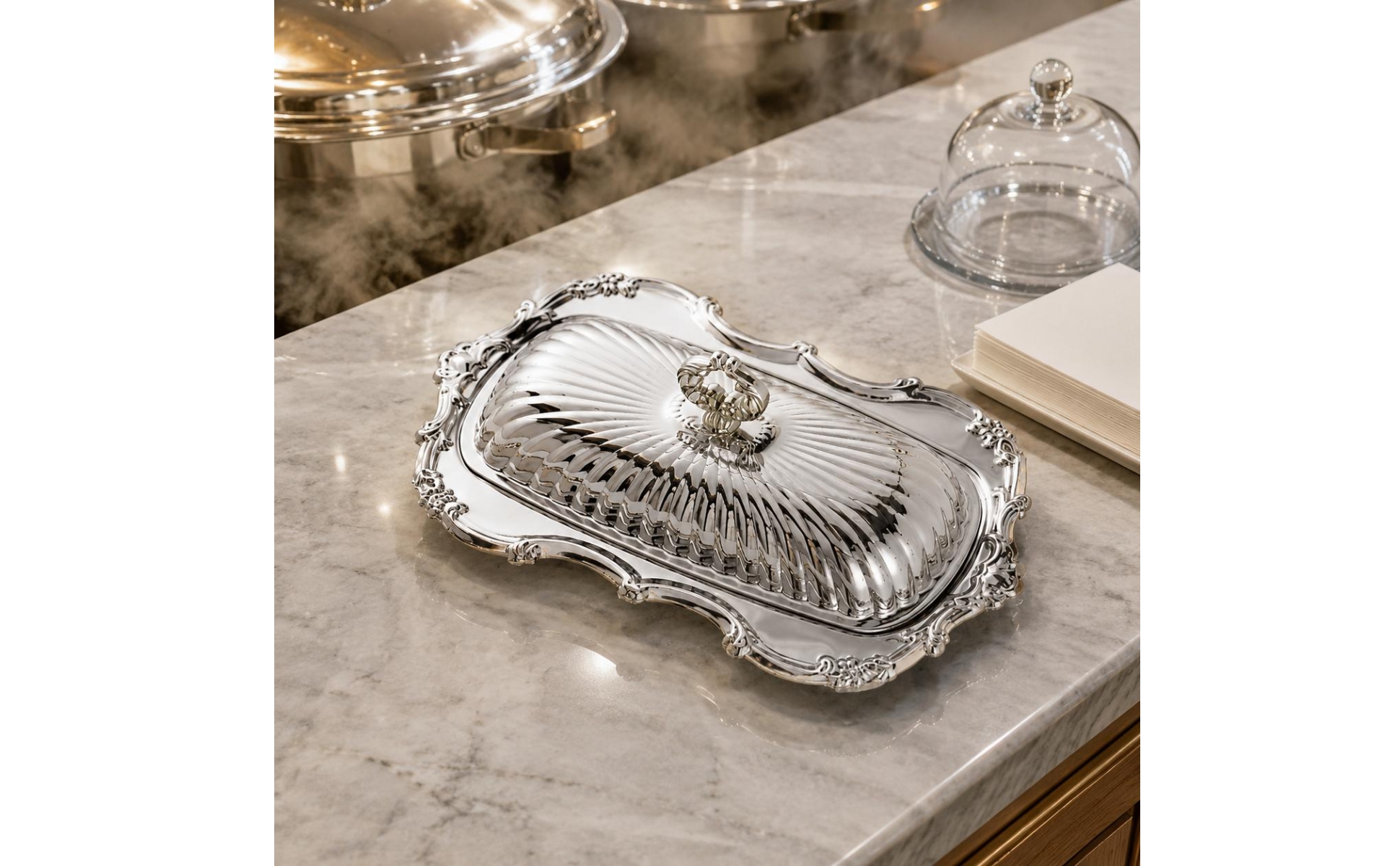 Stainless Steel Butter Dish Retro and Design Butter Dish with Lid Ribbed Design