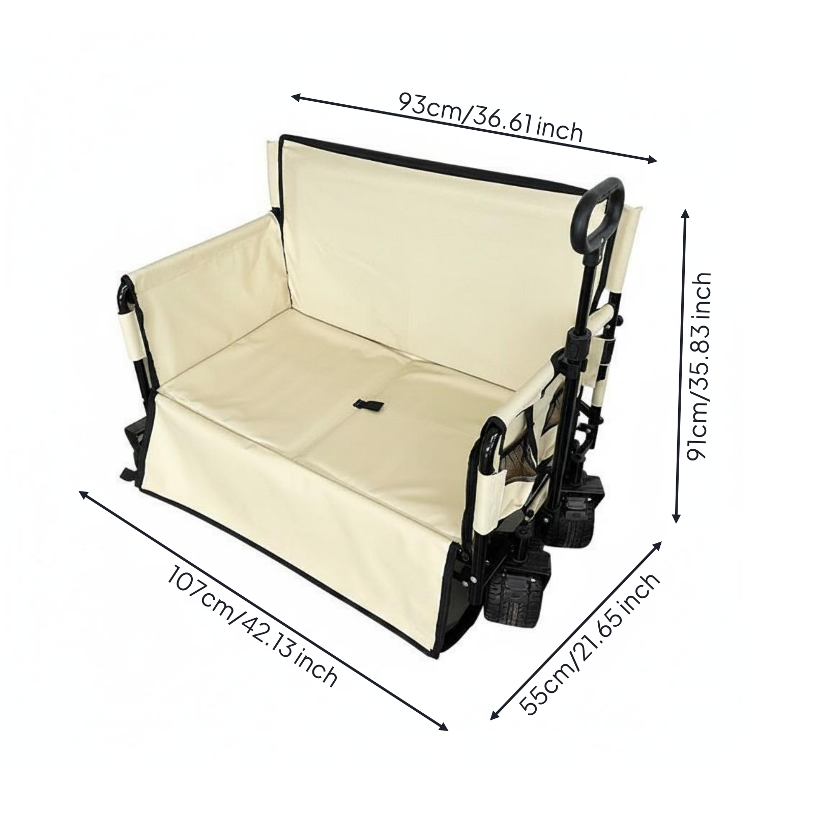 Foldable Reclining Camp Wagon 3-in-1 Sofa Seat Wagon All-Terrain Wheels Outdoor Gear Heavy-Duty Frame for Children, Beach