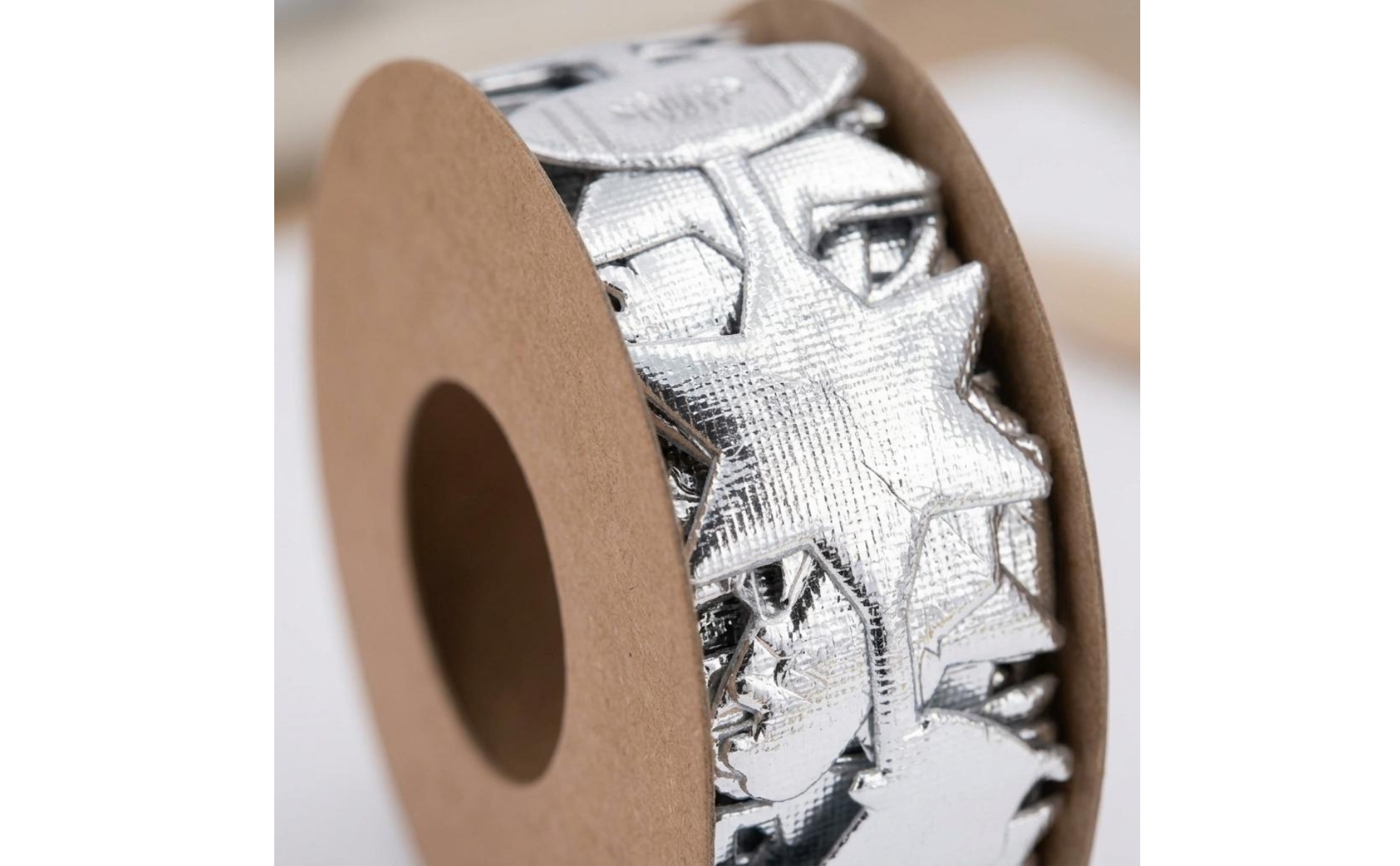 Silver Ribbon Roll Printed Pattern Football Print Ribbon Stars and Helmets