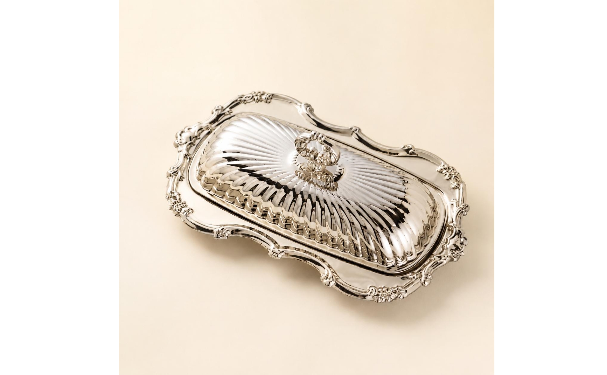 Stainless Steel Butter Dish Retro and Design Butter Dish with Lid Ribbed Design