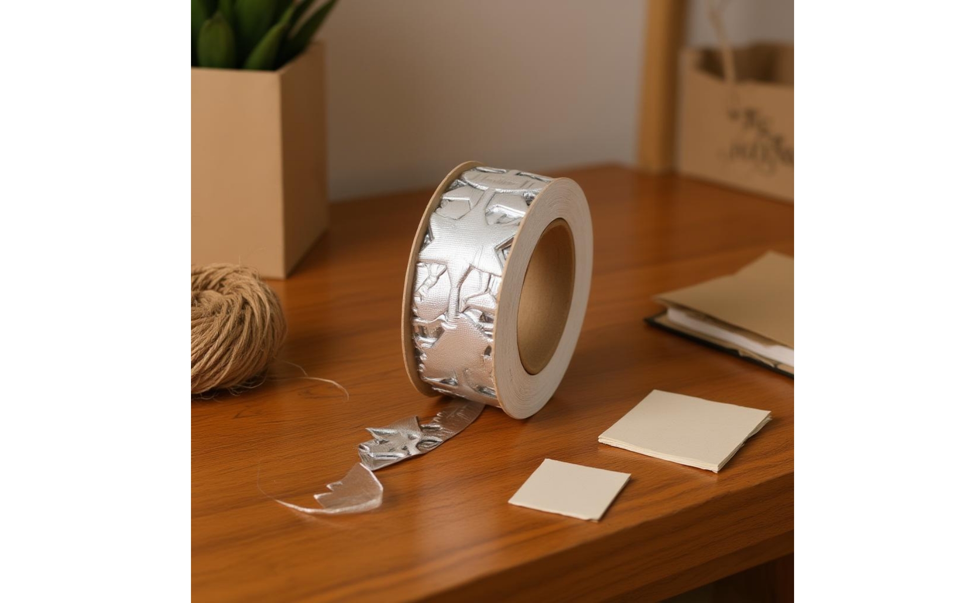 Silver Ribbon Roll Printed Pattern Football Print Ribbon Stars and Helmets