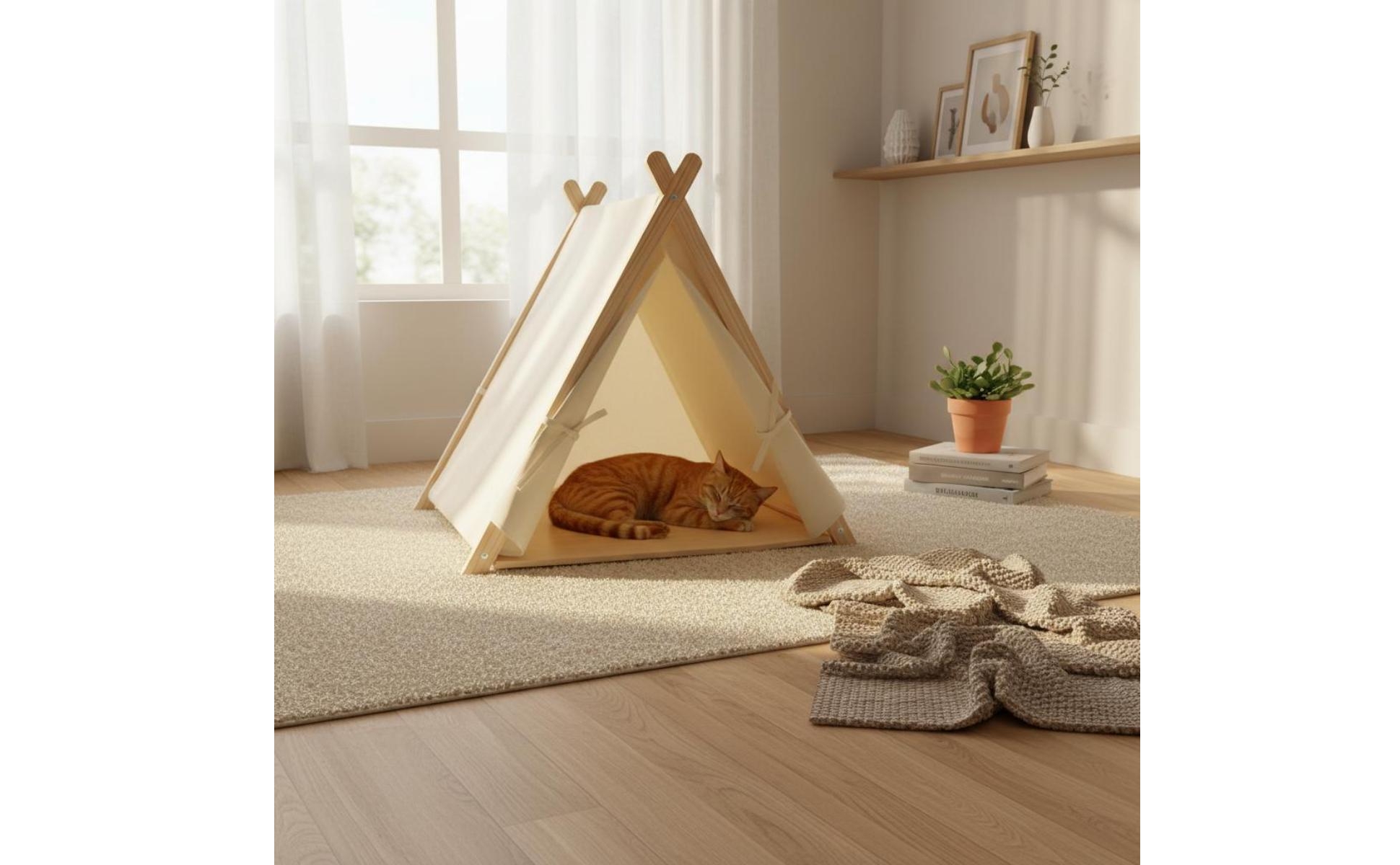 Feline Tent Bed Four-Season Use Pet Tent Washable for Living Room, Cats