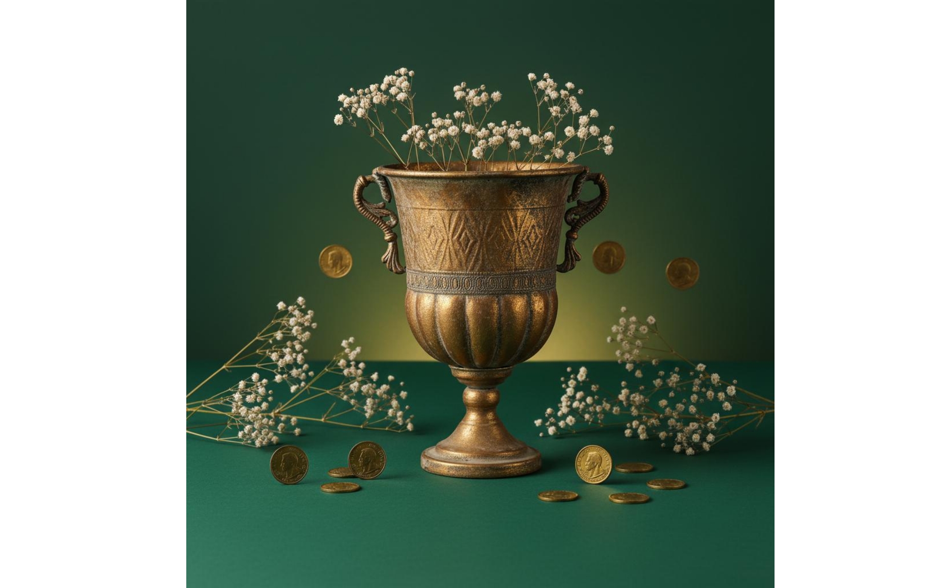 Vintage Gold Vase Distressed Finish Antique Metal Vase Retro Design for Wedding