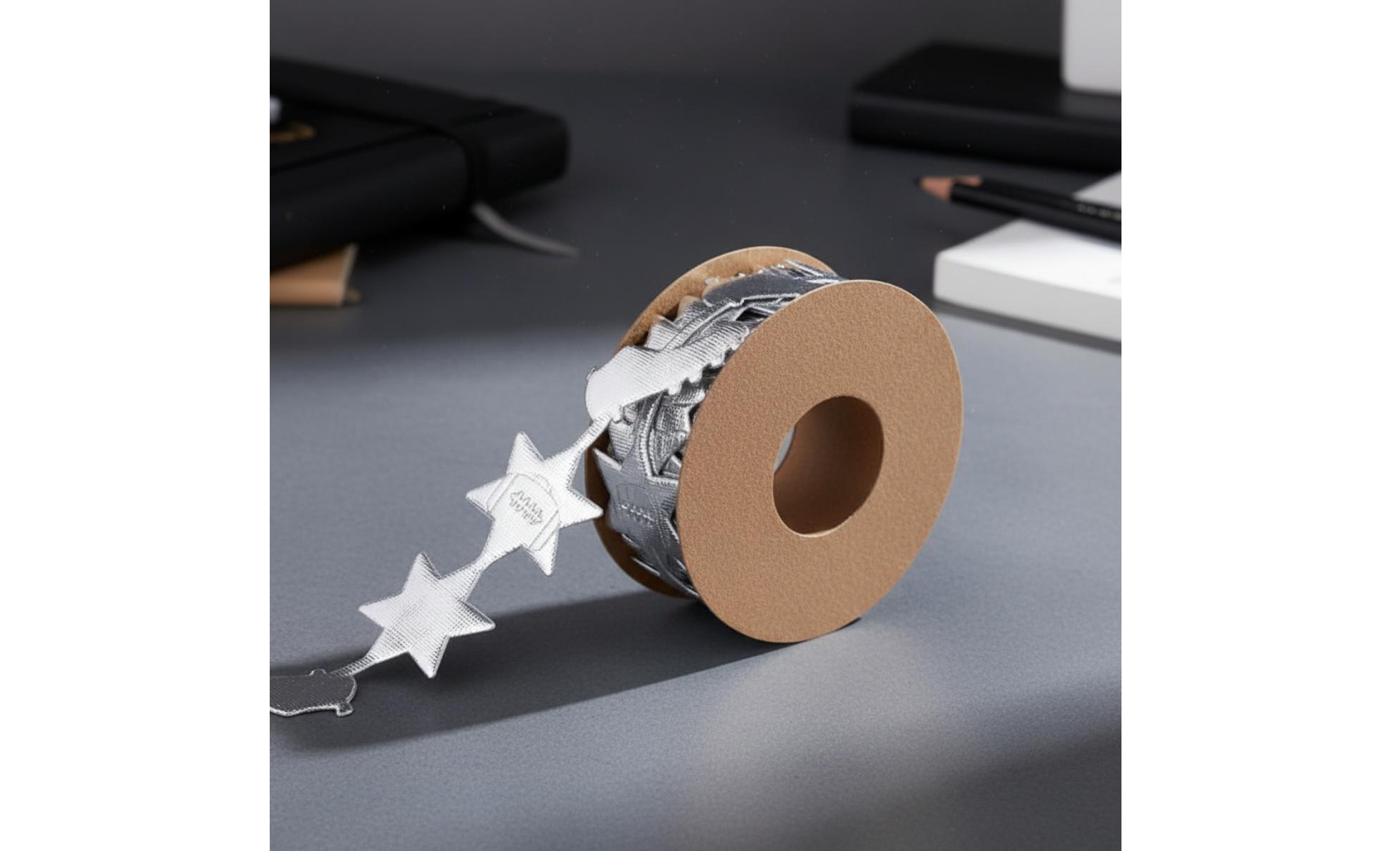 Silver Ribbon Roll Printed Pattern Football Print Ribbon Stars and Helmets