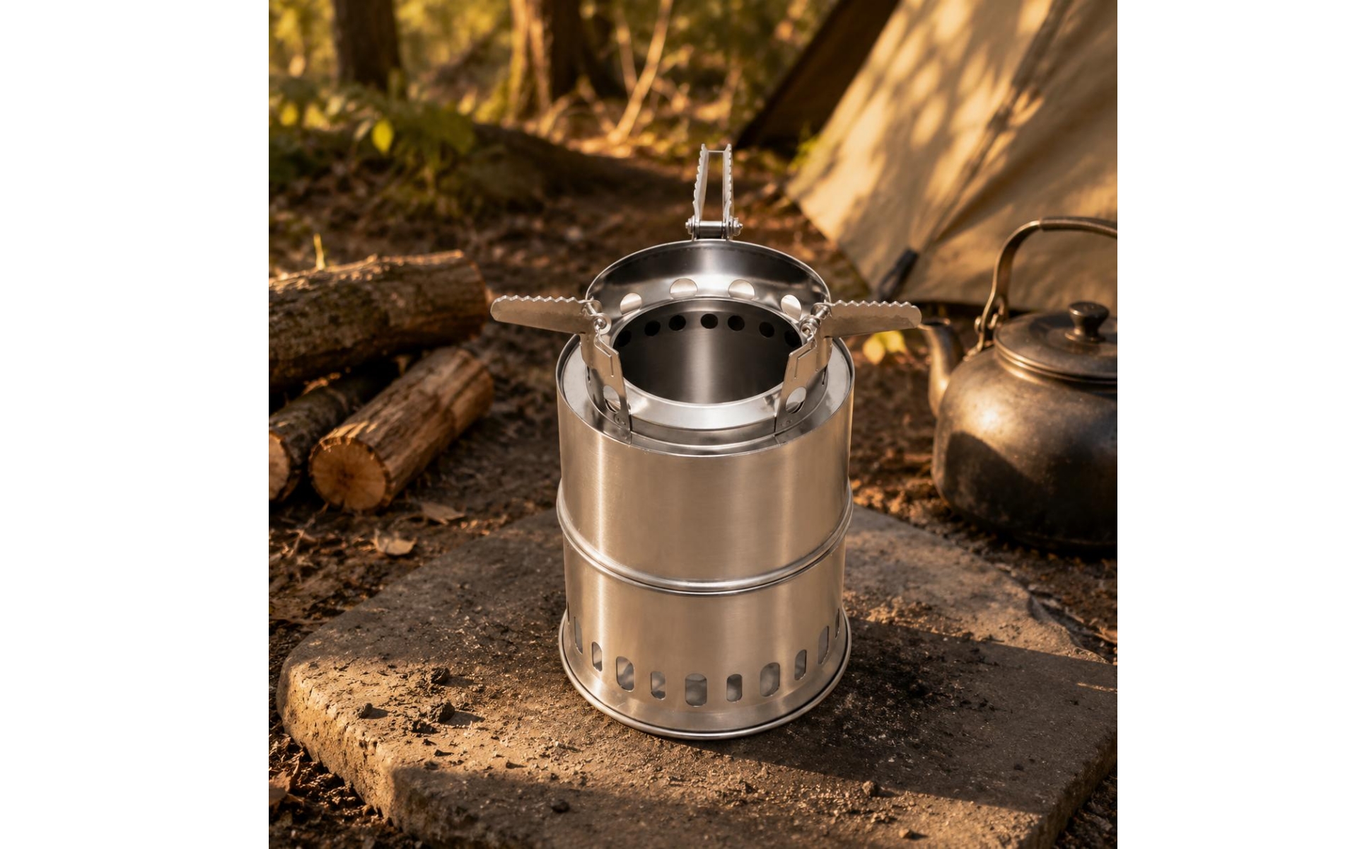 Portable Wood Heater Stainless Steel Wood Camp Heater Ventilated for Barbecue