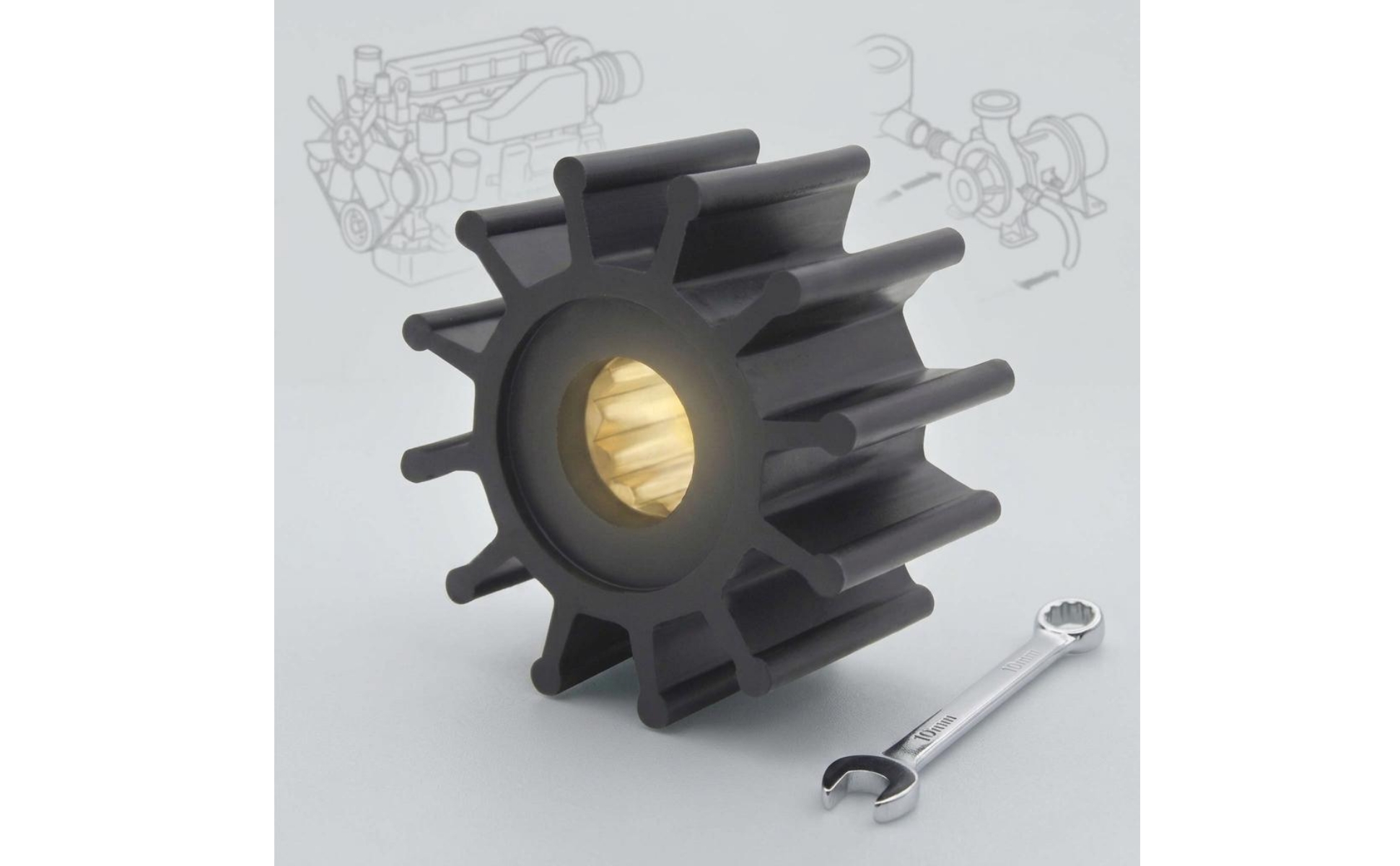 Flexible Impeller 129470-42530 Splined Impeller Black