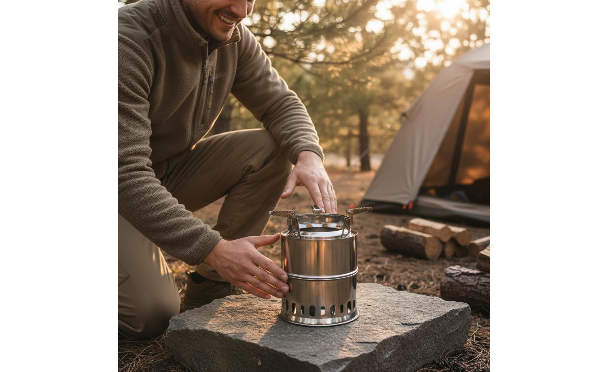 Portable Wood Heater Stainless Steel Wood Camp Heater Ventilated for Barbecue