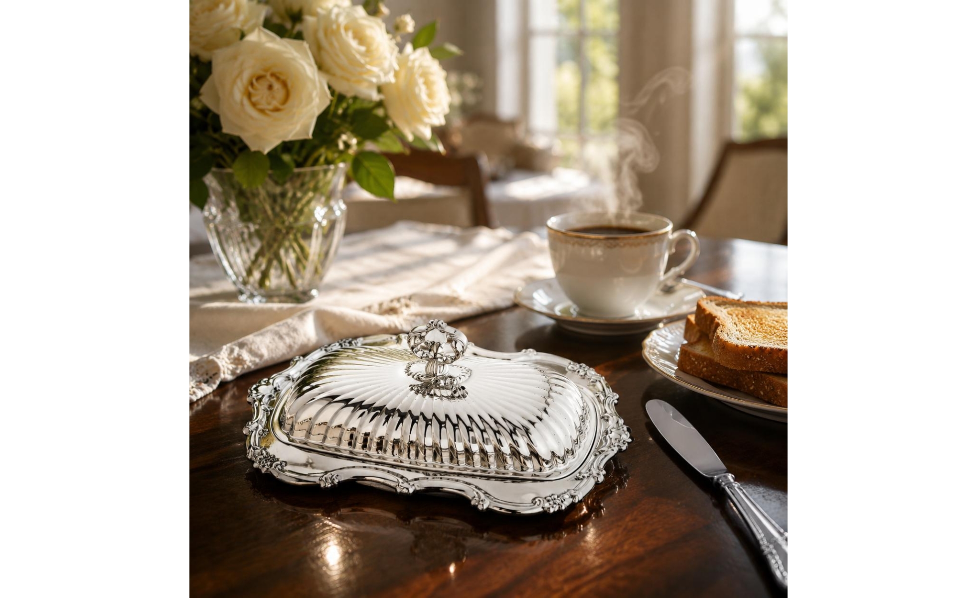 Stainless Steel Butter Dish Retro and Design Butter Dish with Lid Ribbed Design