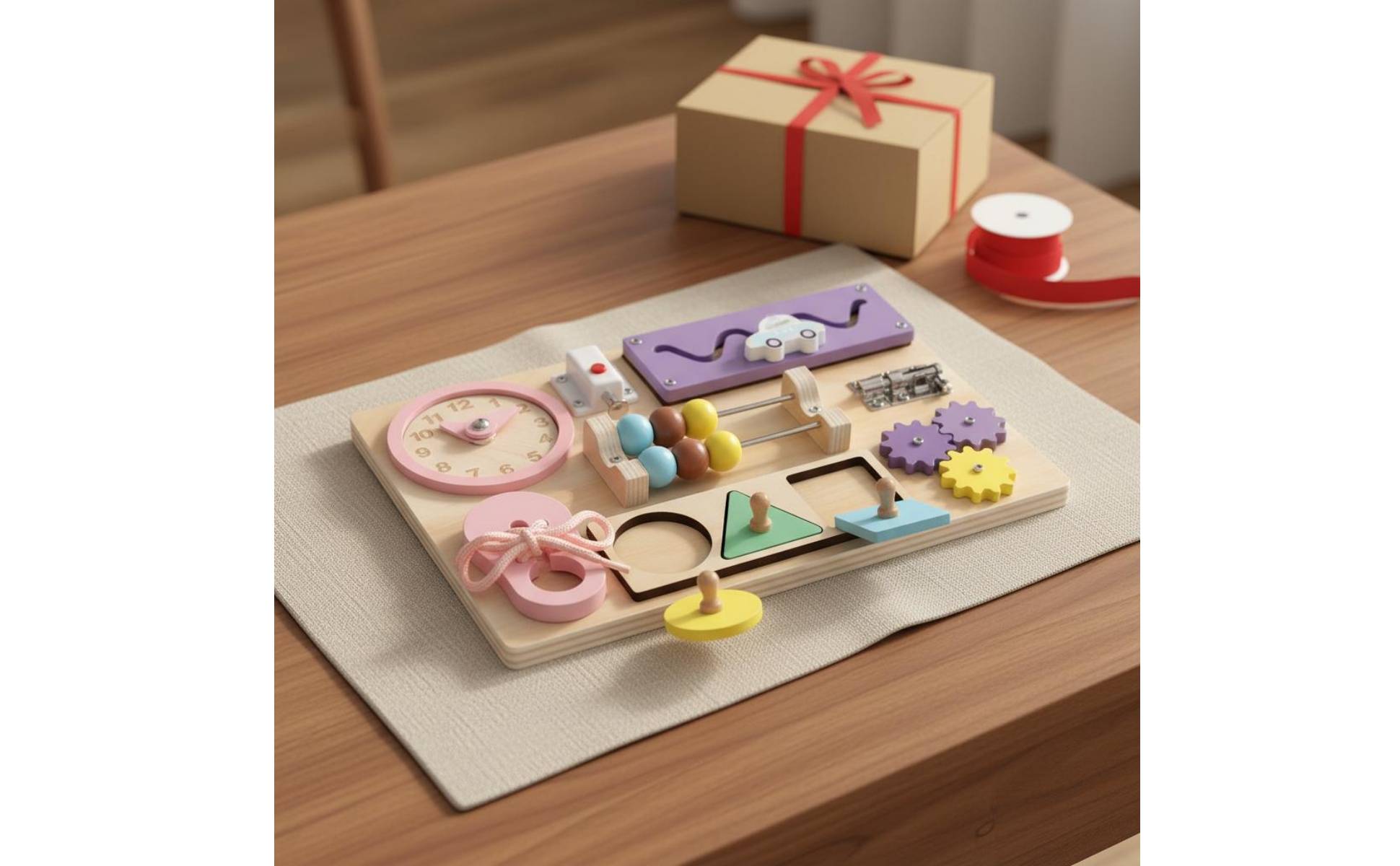 Montessori Busy Board Table Early Education Bead mazes Activity Table Wood Children's Toy for Preschoolers
