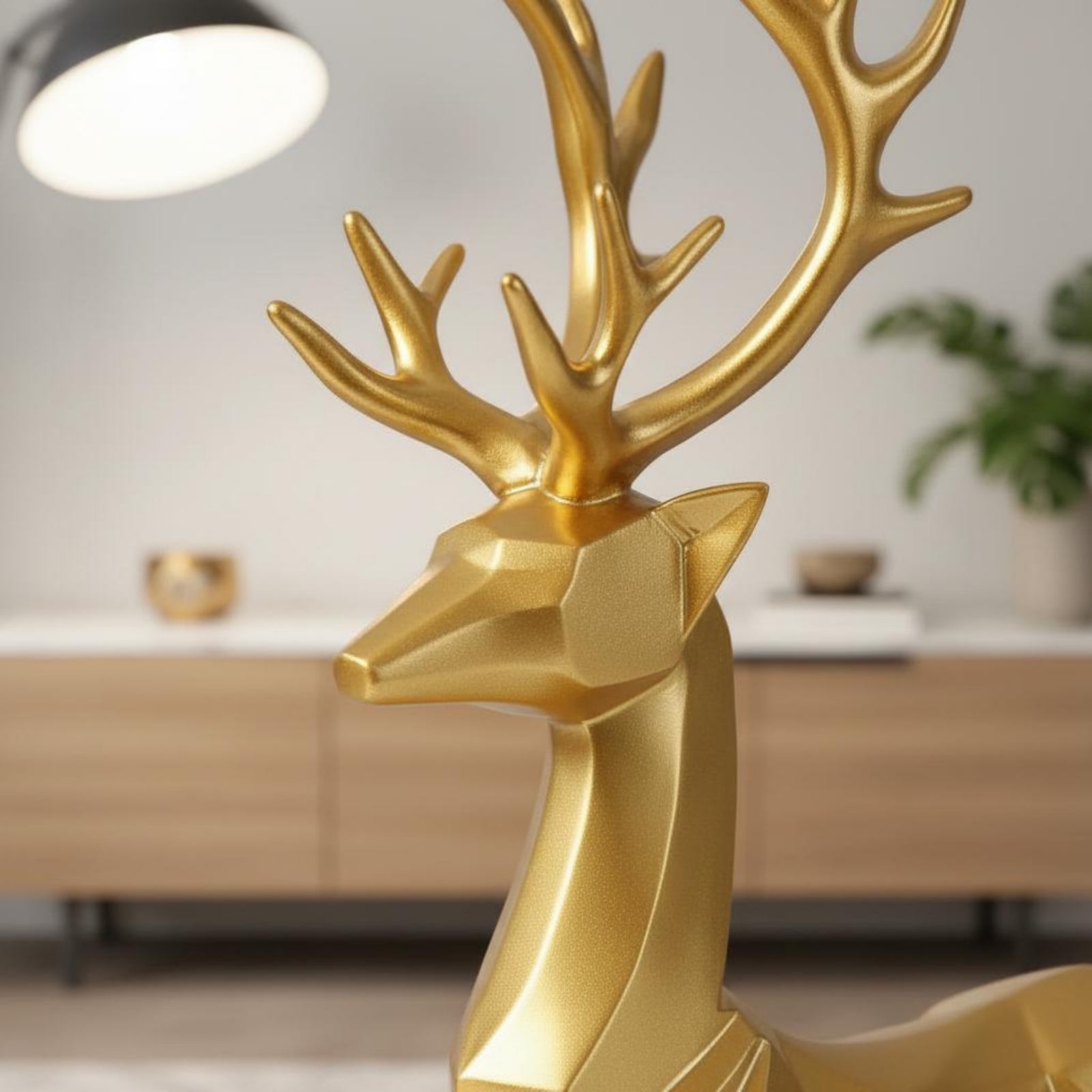 2 Stücke geometrische Hirschfigur geometrischer Stil Tischskulptur für Büro - Produktbild 4