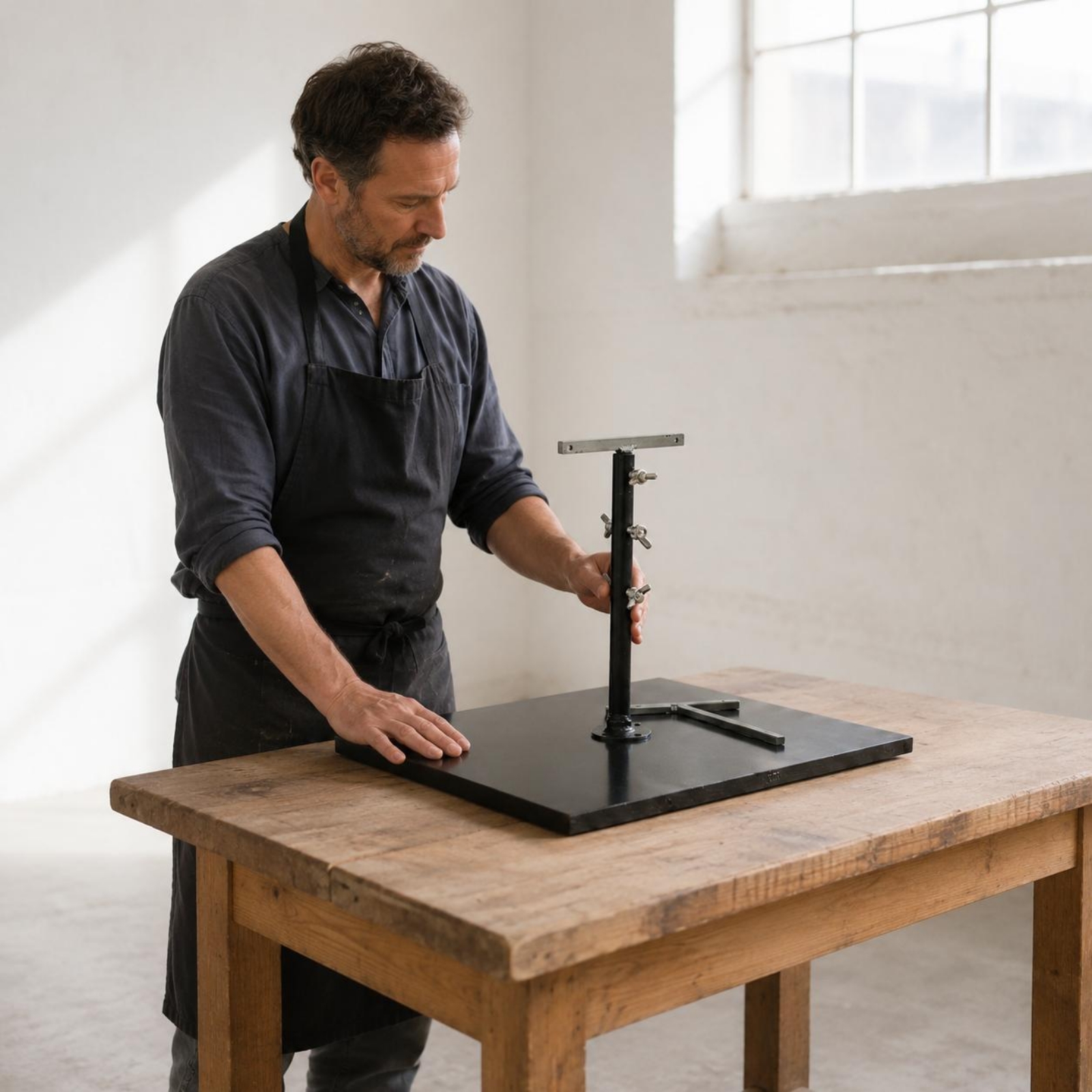 Holz-Metall-Ständer Holzbasis verstellbarer Ständer schwarze Oberfläche - Produktbild 6