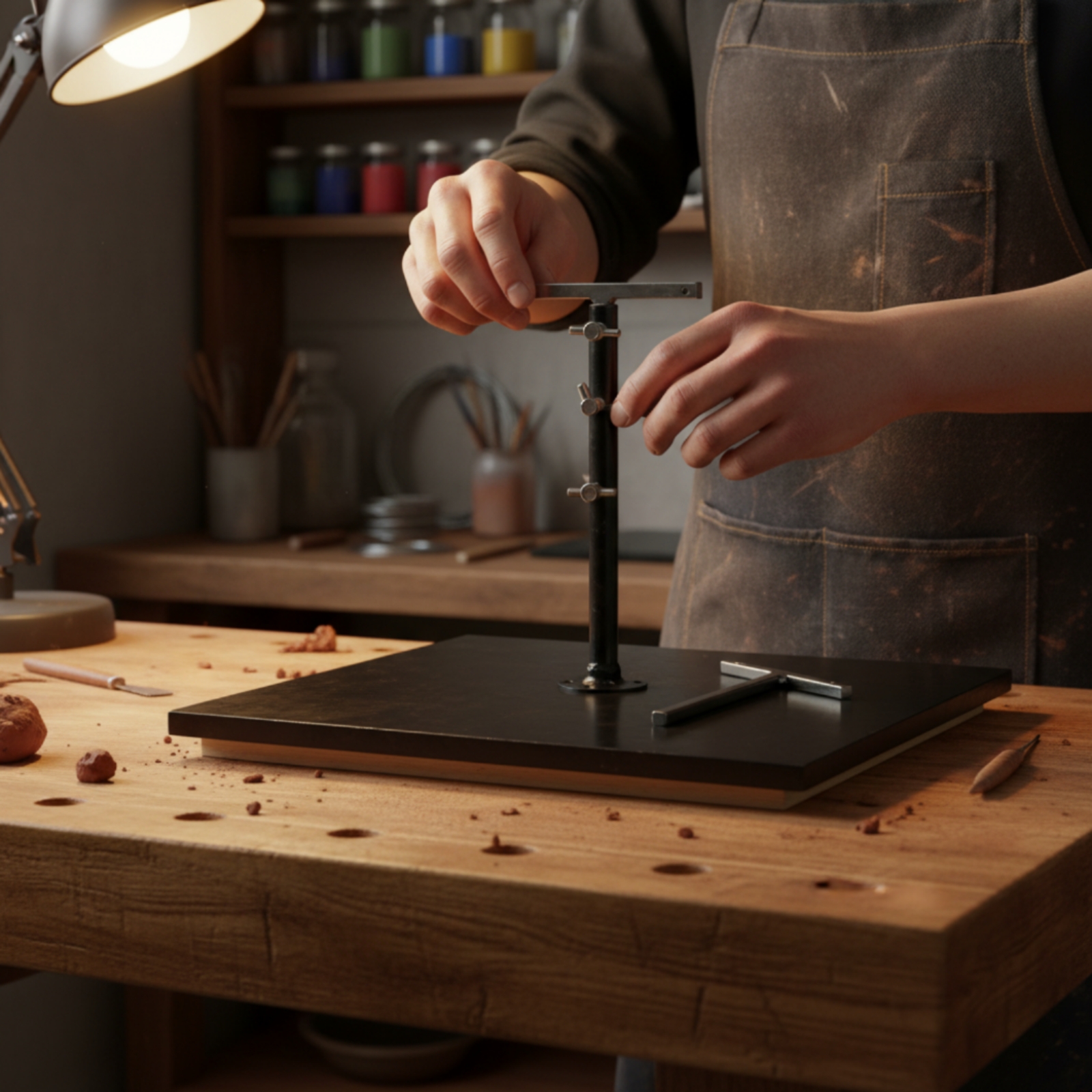 Holz-Metall-Ständer Holzbasis verstellbarer Ständer schwarze Oberfläche - Produktbild 5