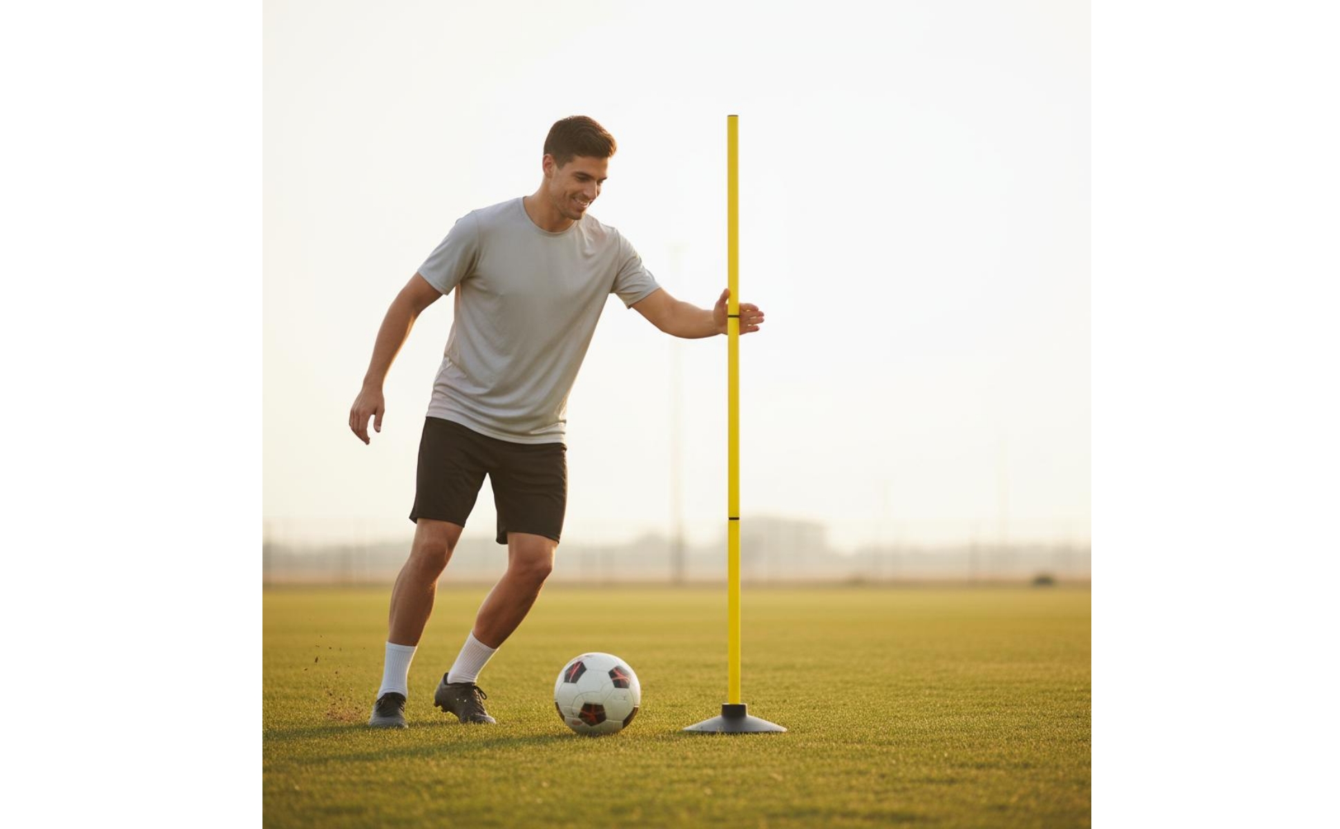 4 Pieces Rubber Base Slalom Pole Stackable Soccer Dribbling Pole Portable