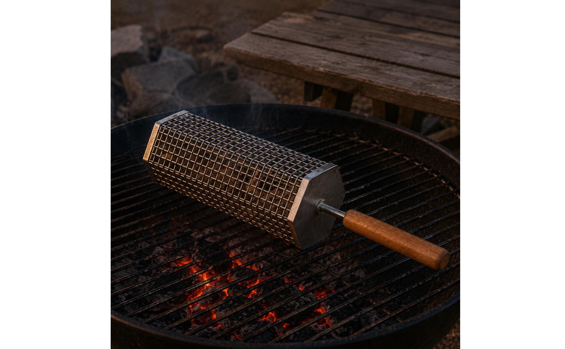 Rotating Grill Basket Hinged Wire Mesh Grill Basket Enclosure Style for Grilling