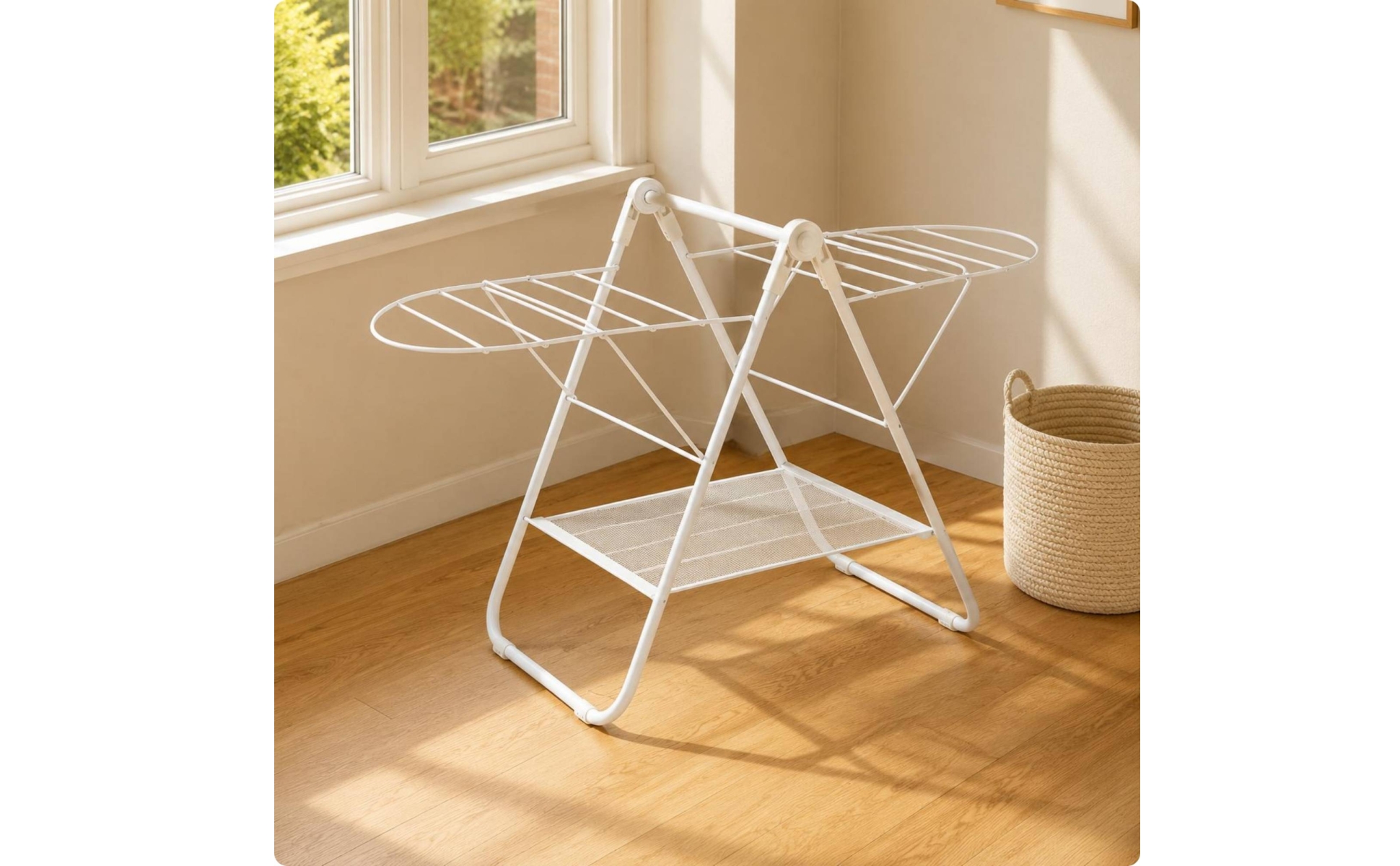 Étendoir Pliant sur Pied Usage Balcon Séchoir à Vêtements Pliable Portable