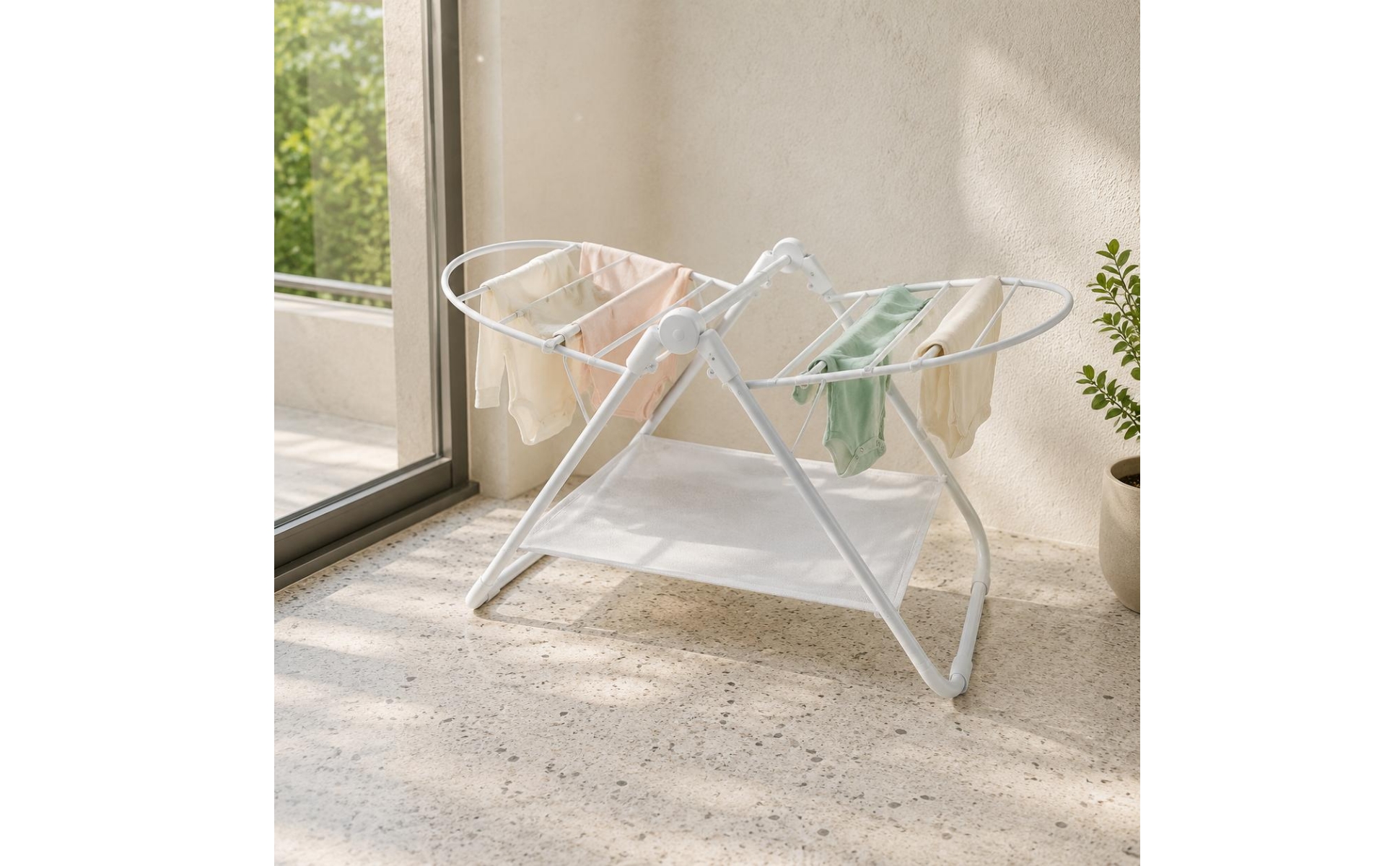 Étendoir Pliant sur Pied Usage Balcon Séchoir à Vêtements Pliable Portable