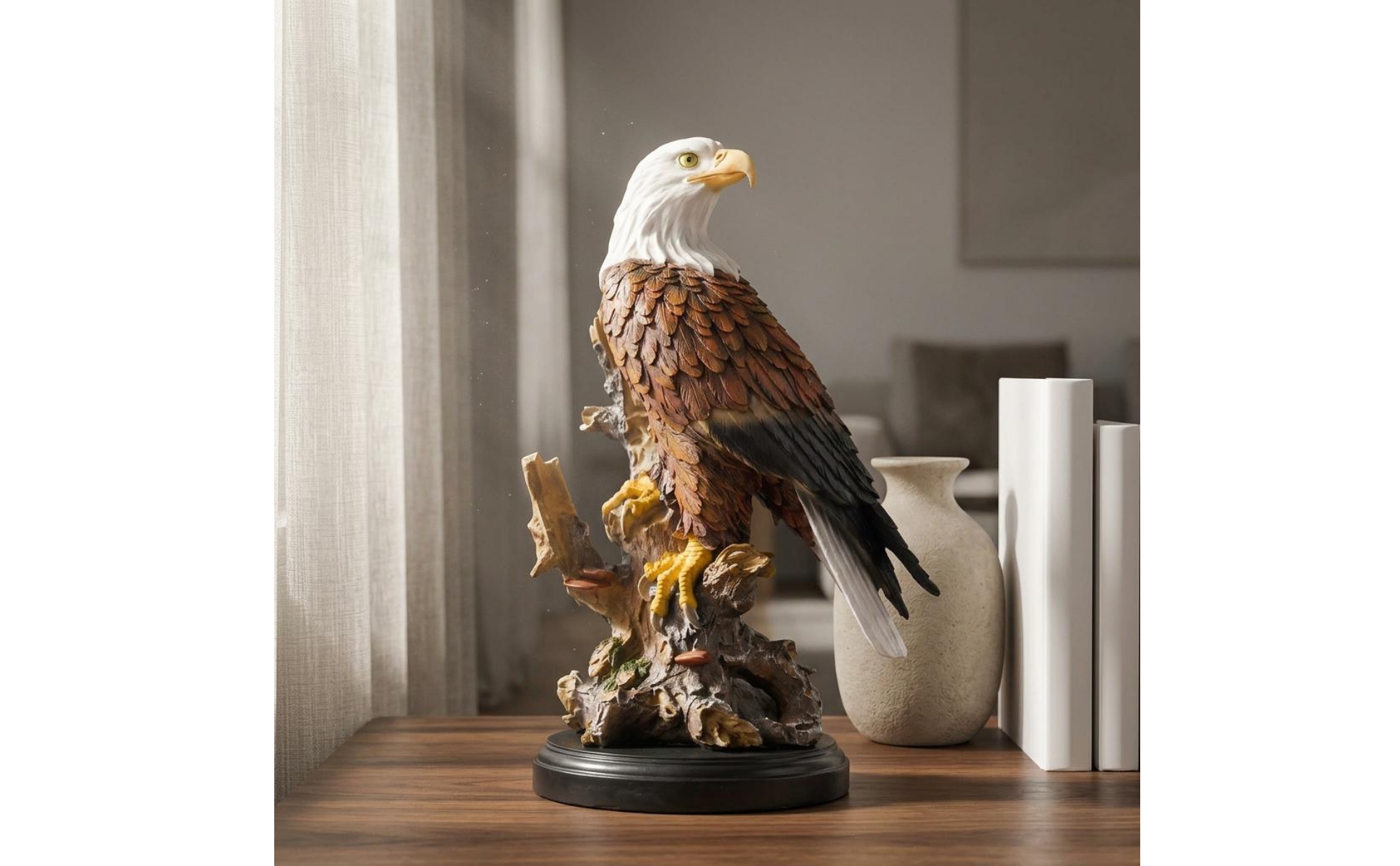 Resin Eagle Figurine Detailed Feather Texture Resin Eagle Sculpture Painted