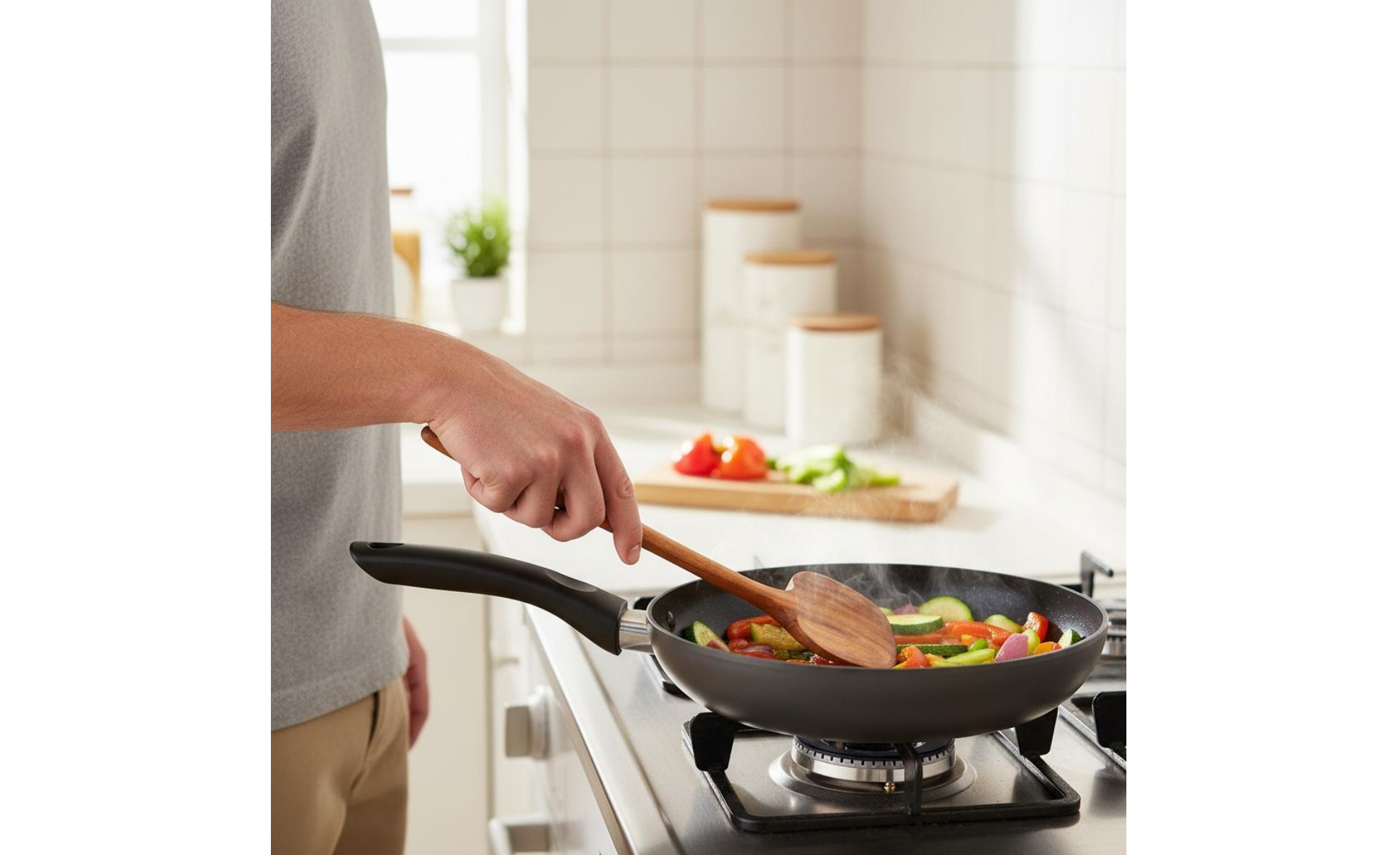 Breiter Holzpfannenwender hitzebeständig hitzebeständiger Holzspatel für Braten