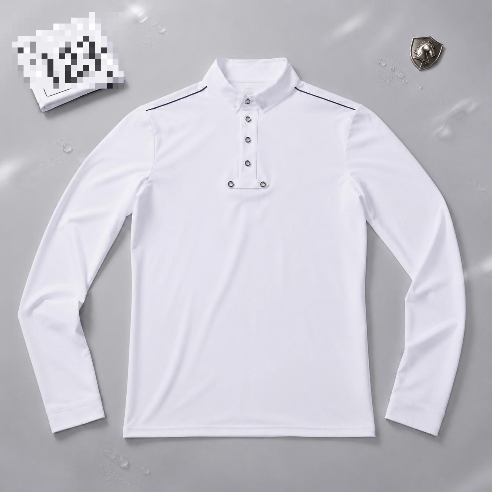 Reitsport Poloshirt Schulterpaspel Langarm Reitshirt sportlich - Produktbild 3