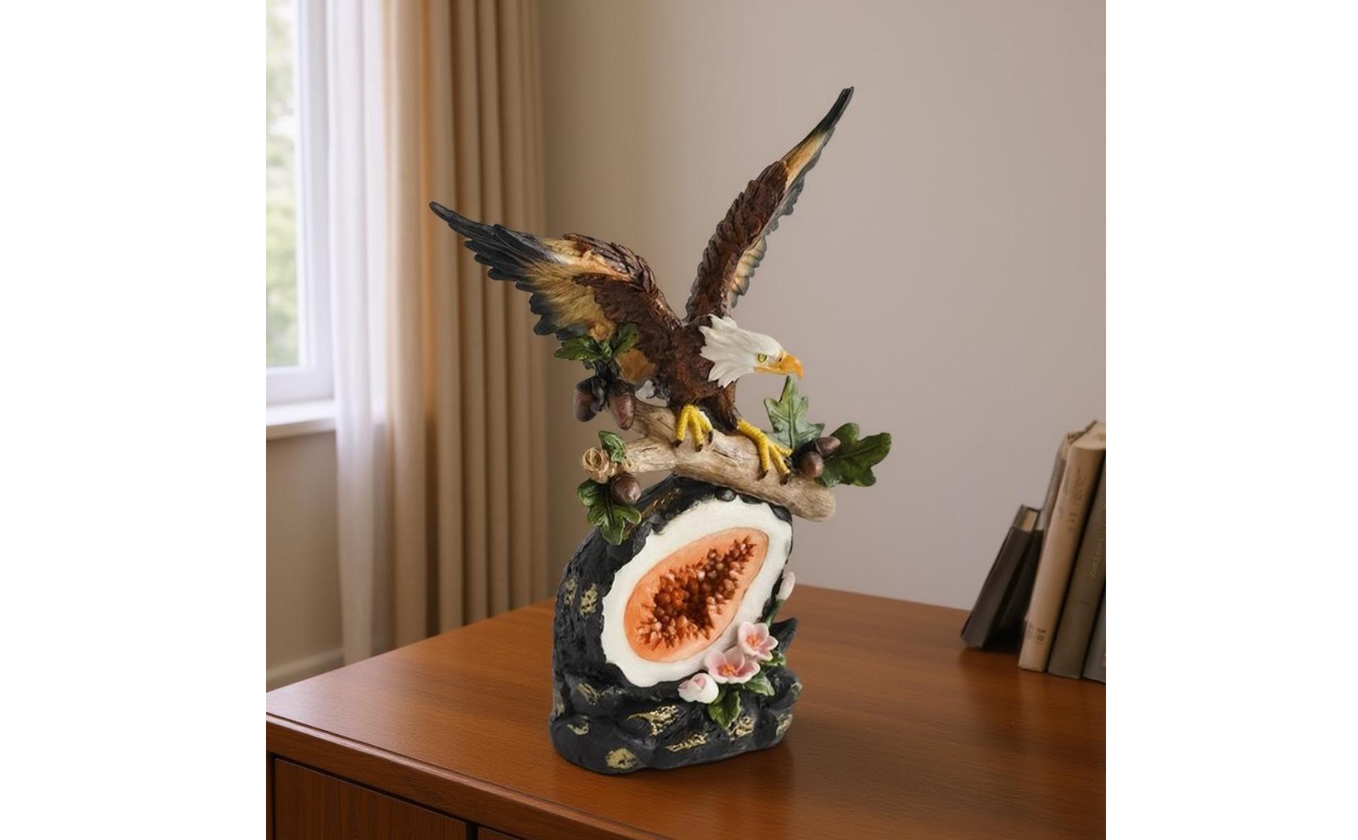 Resin Eagle Figurine Detailed Feather Texture Resin Eagle Sculpture Painted