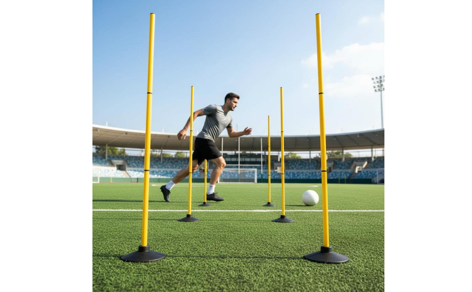 4 Pieces Rubber Base Slalom Pole Stackable Soccer Dribbling Pole Portable