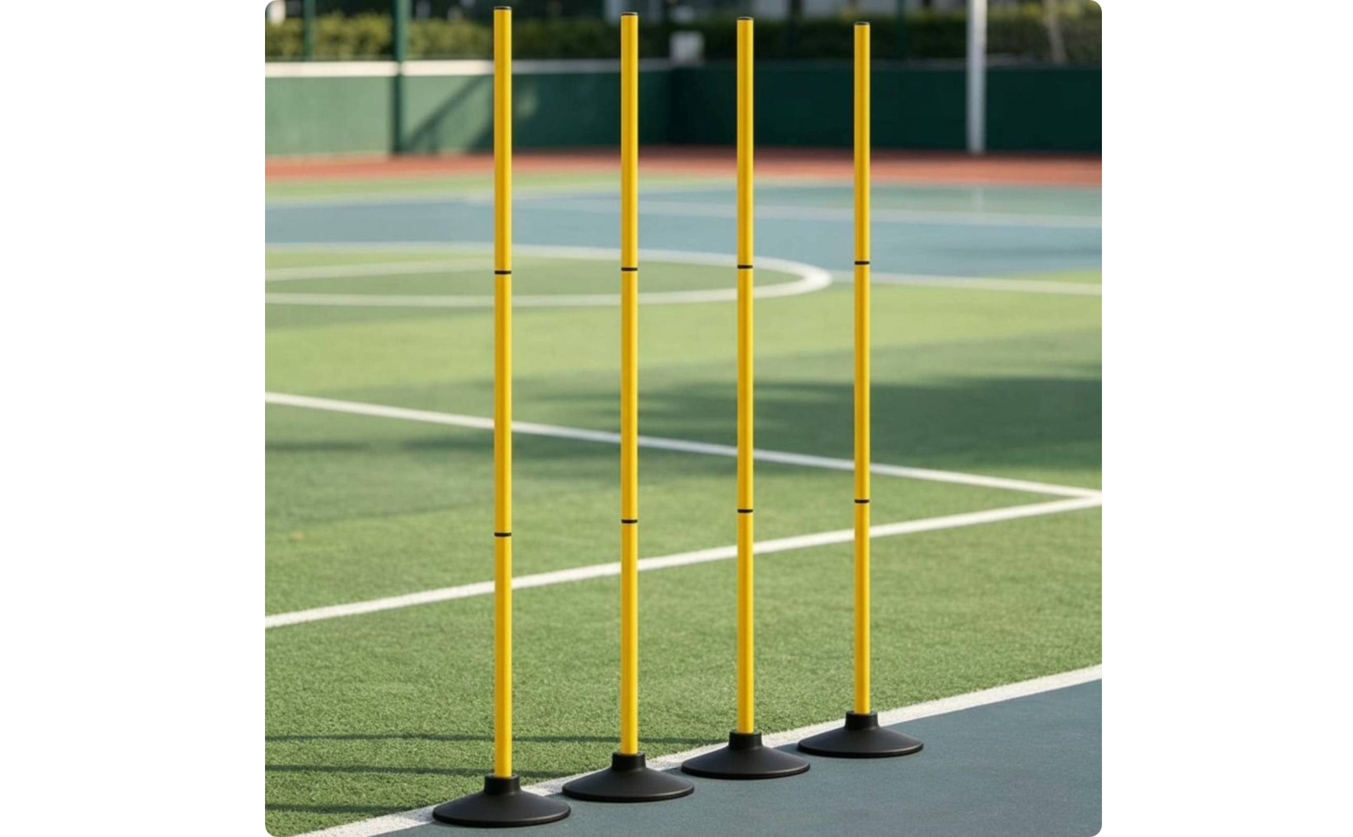 4 Pieces Rubber Base Slalom Pole Stackable Soccer Dribbling Pole Portable