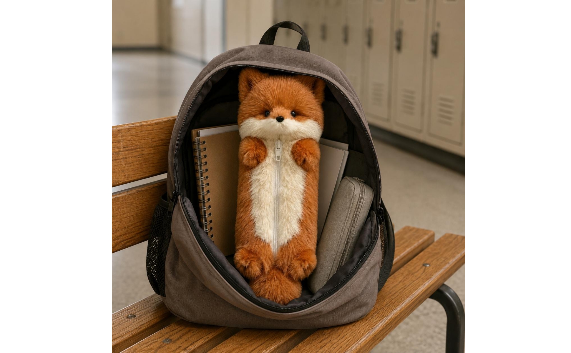 Wild Canine Writing Instrument Case Faux Fuzzy Wild Canine Case Vertical Zipper
