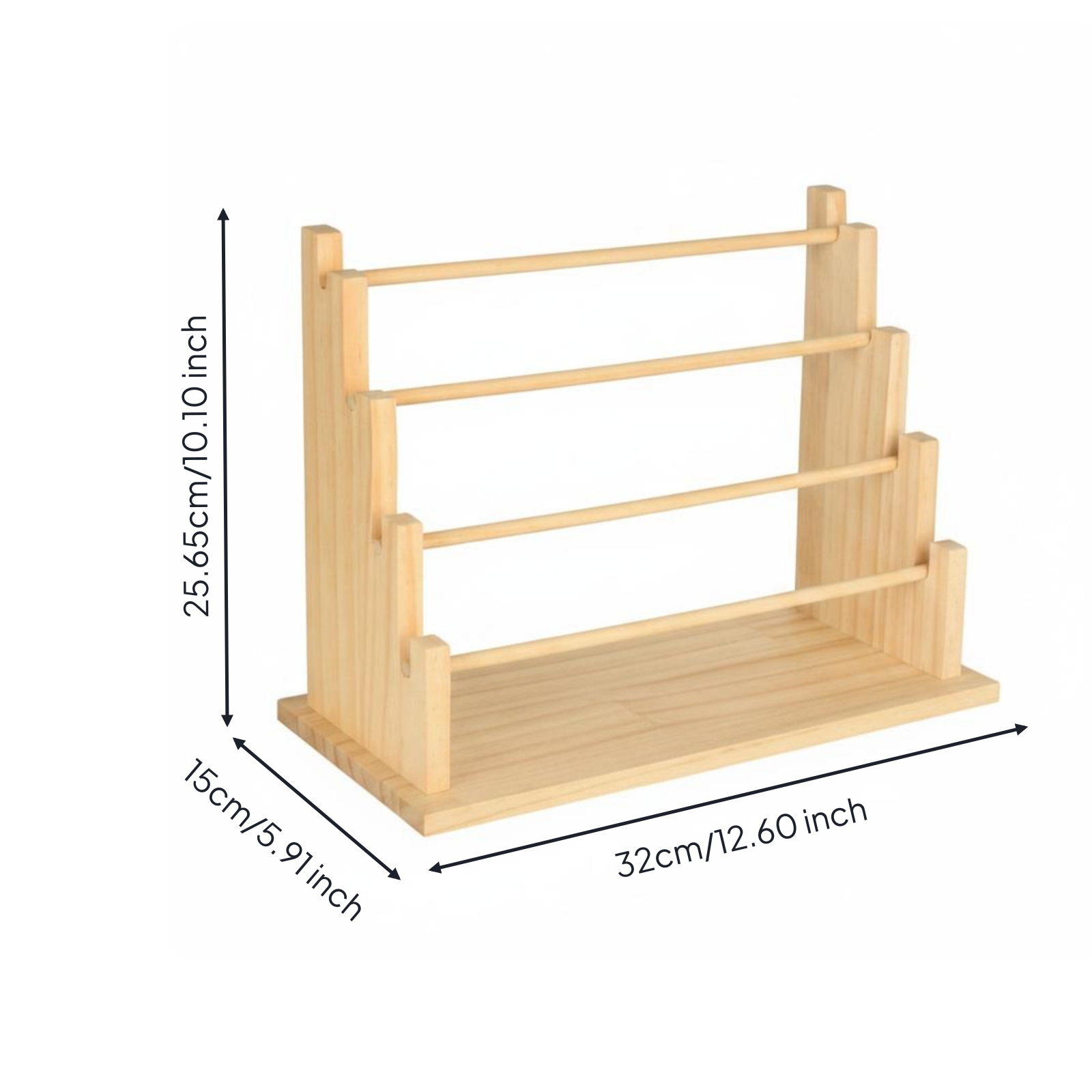 Multi-Purpose Wood Jewelry Display Rack Sturdy Wooden Bracelet Stand Easy to See Ribbon Organizer Rack Space Saving for Home Vanity, Craft Room