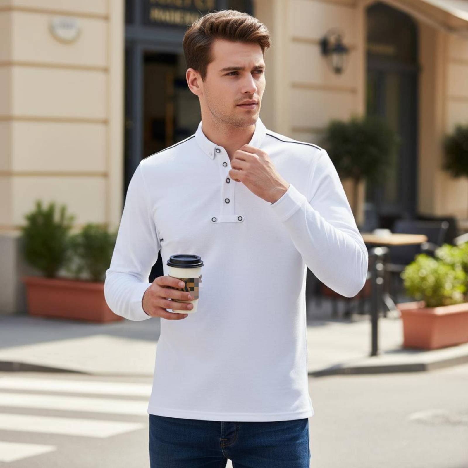 Reitsport Poloshirt Schulterpaspel Langarm Reitshirt sportlich - Produktbild 6