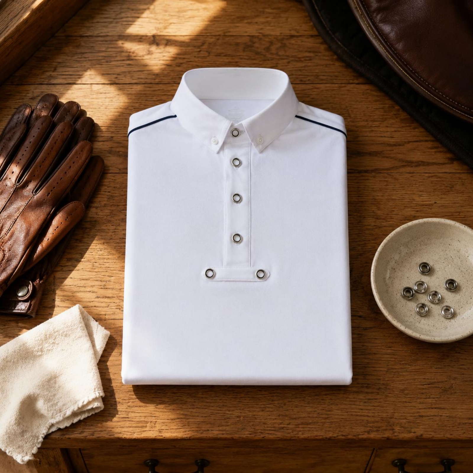 Reitsport Poloshirt Schulterpaspel Langarm Reitshirt sportlich - Produktbild 2