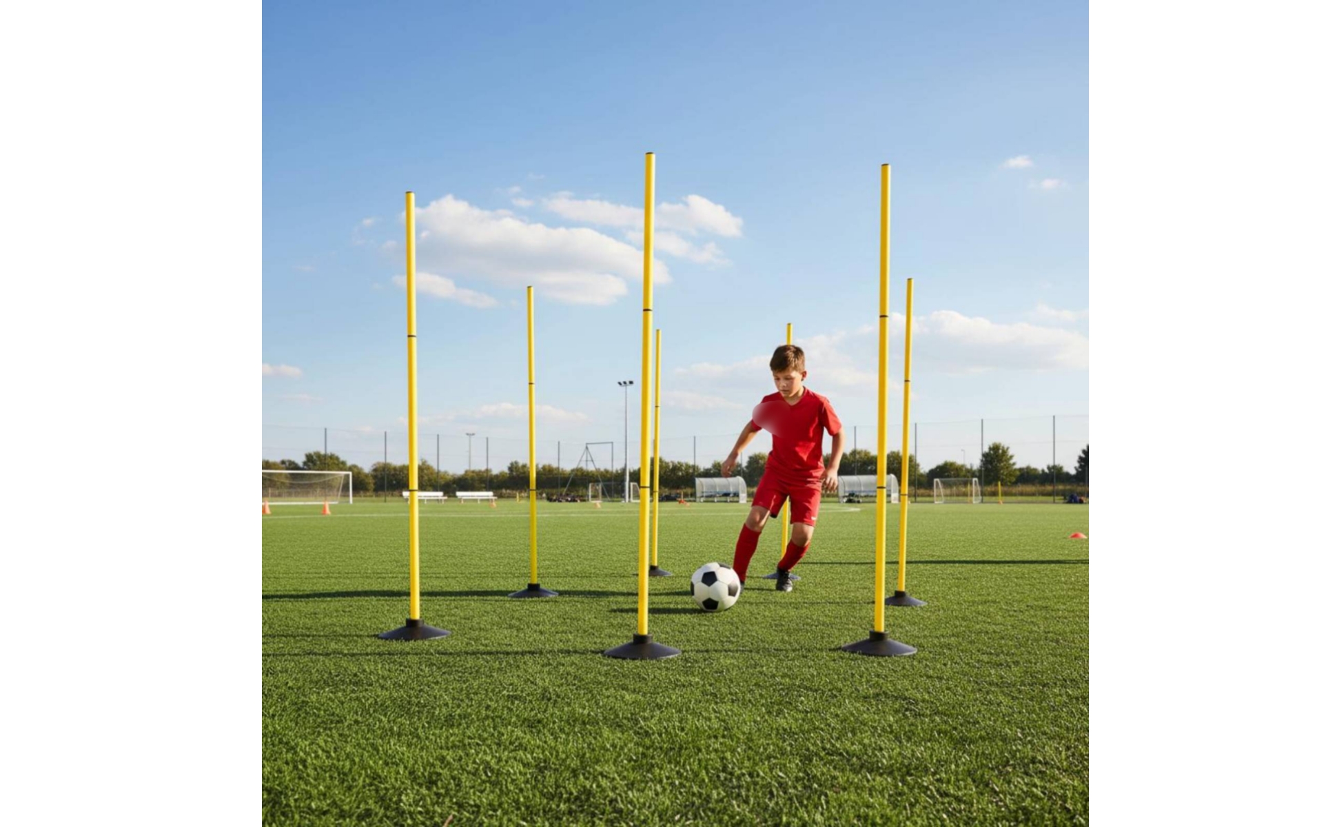 4 Pieces Rubber Base Slalom Pole Stackable Soccer Dribbling Pole Portable