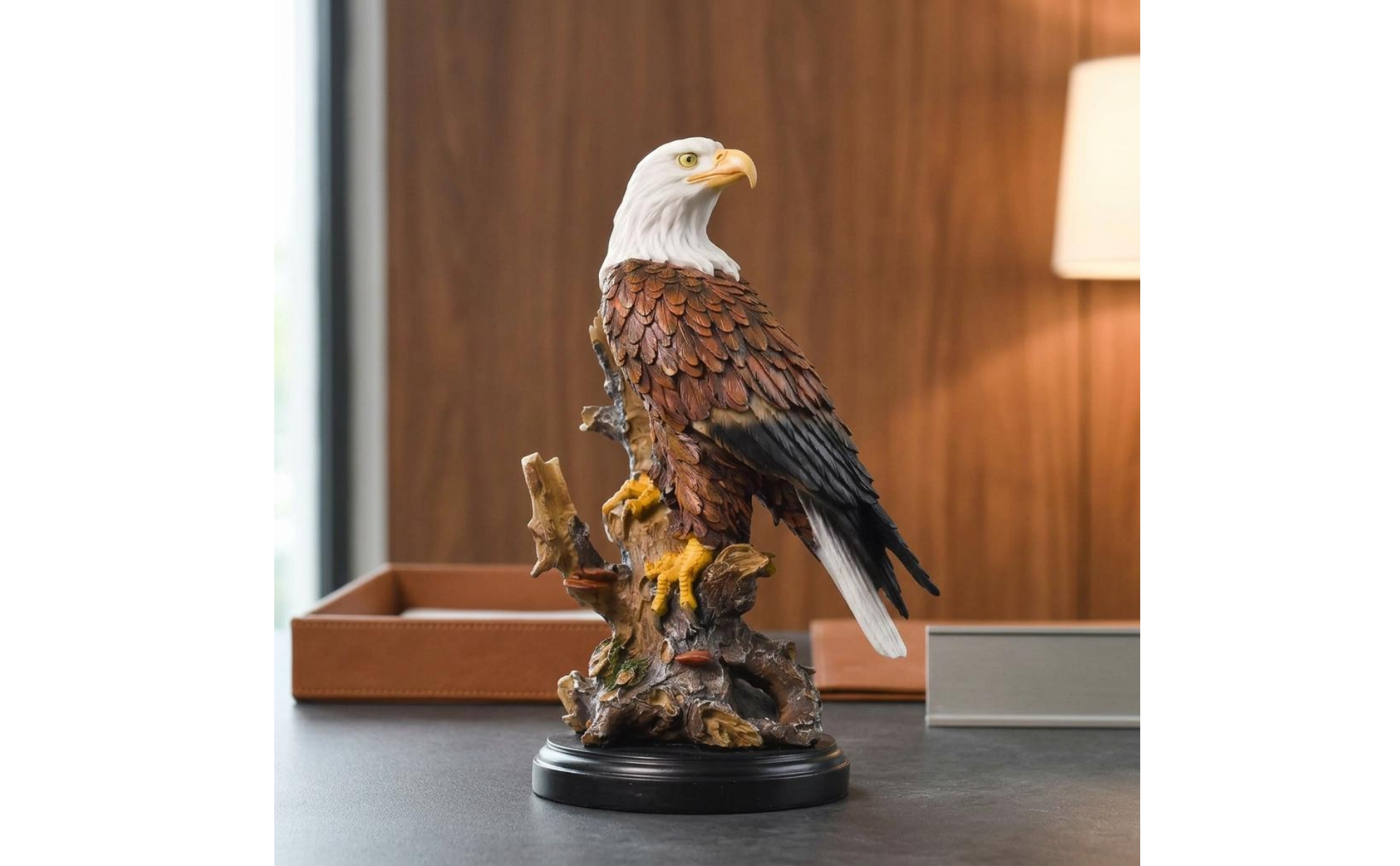 Resin Eagle Figurine Detailed Feather Texture Resin Eagle Sculpture Painted
