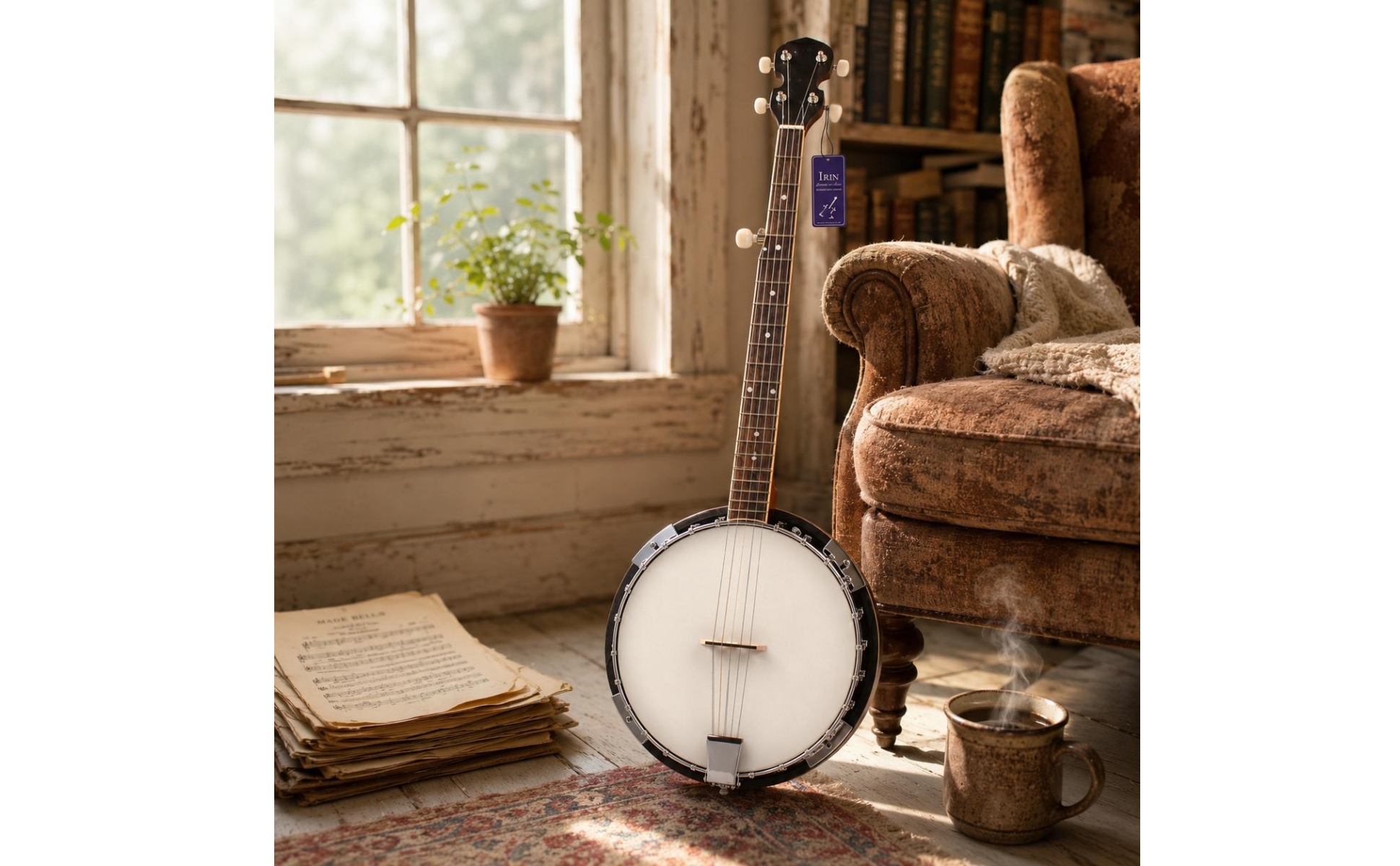 5-Saitiges Banjo Ahornhals Banjo mit rundem Korpus Sapeli-Seiten