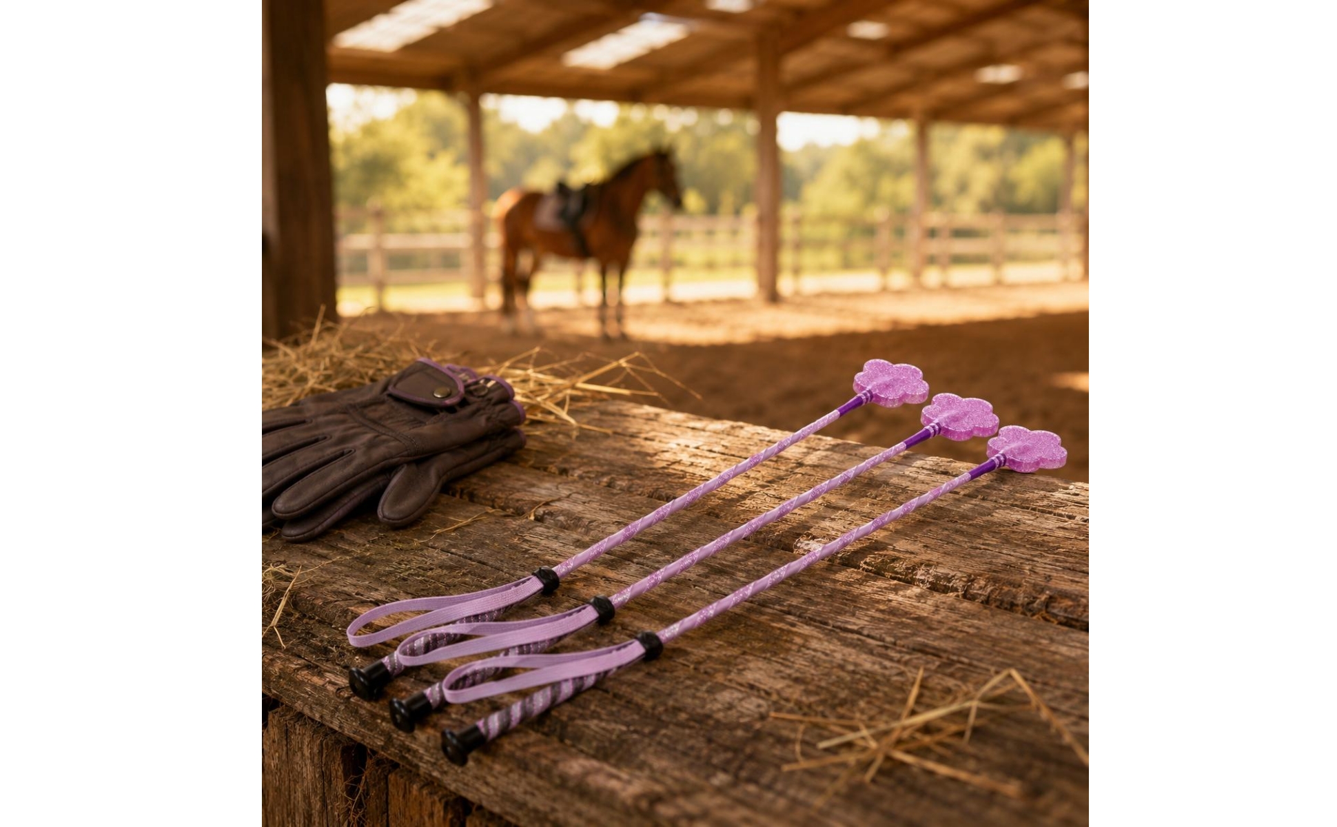 Children's Riding Whip Glittery Pink Riding Whip Braided Look