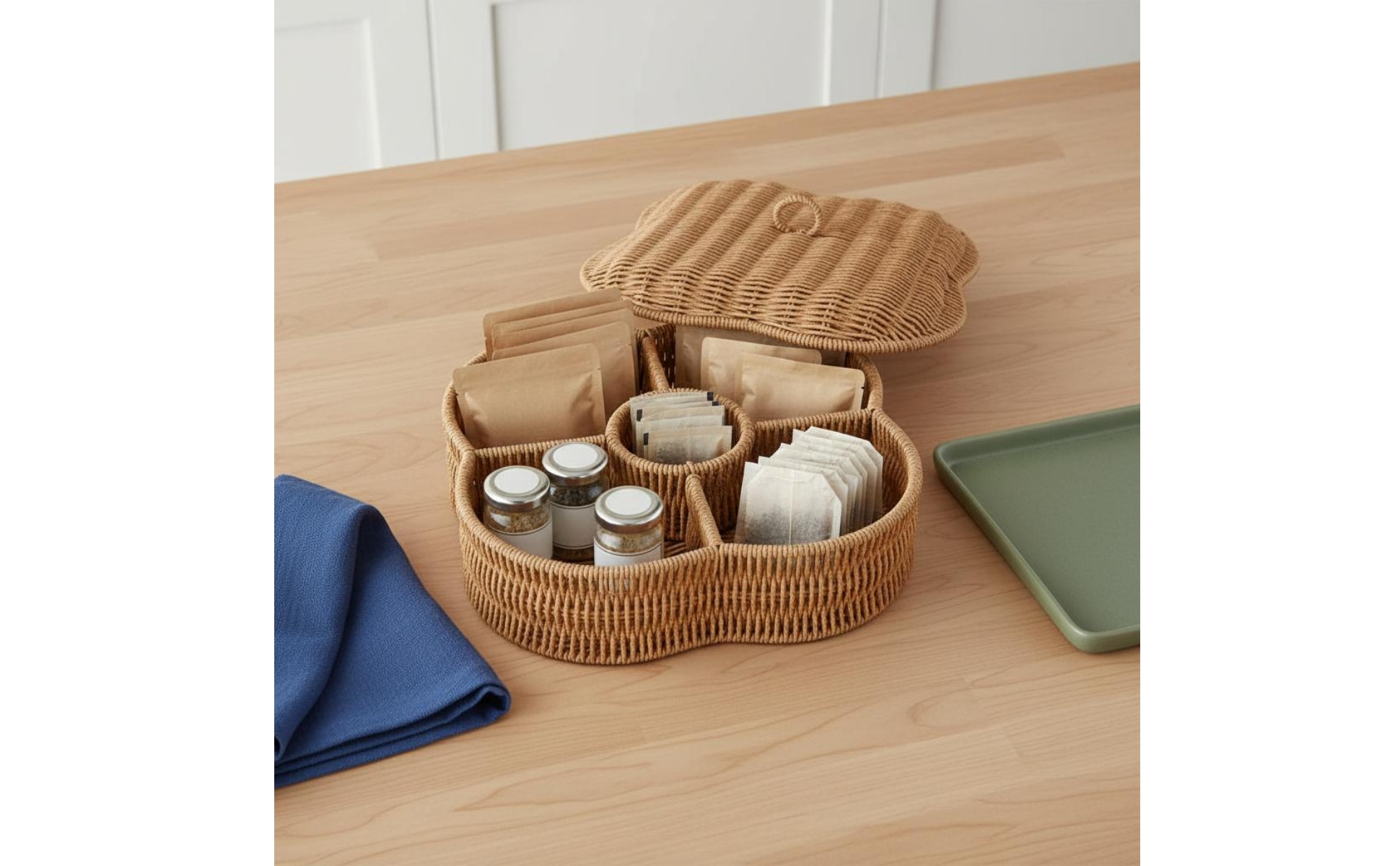 Divided Serving Tray Segmented Design Divided Snack Basket Stackable Lid