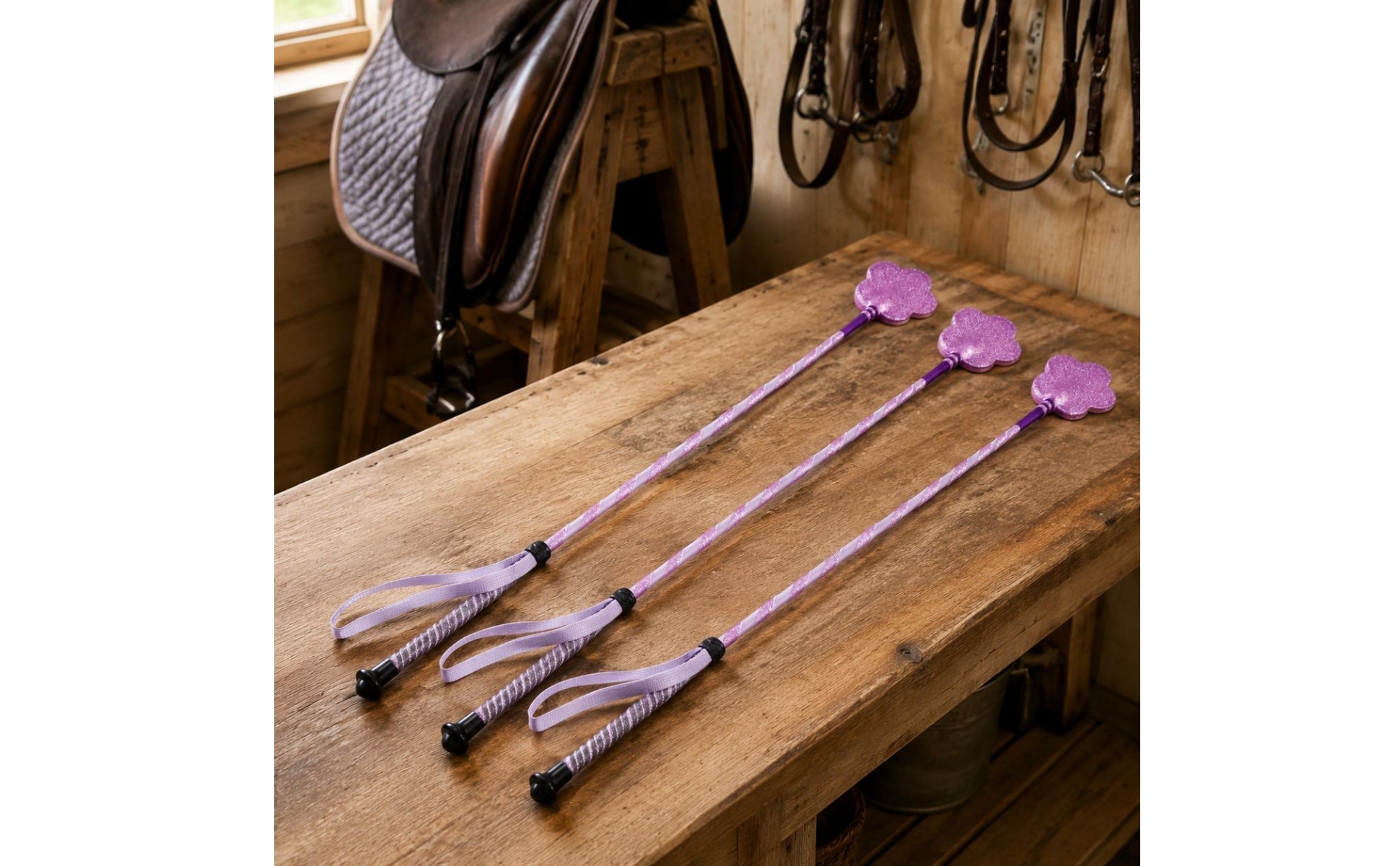 Children's Riding Whip Glittery Pink Riding Whip Braided Look