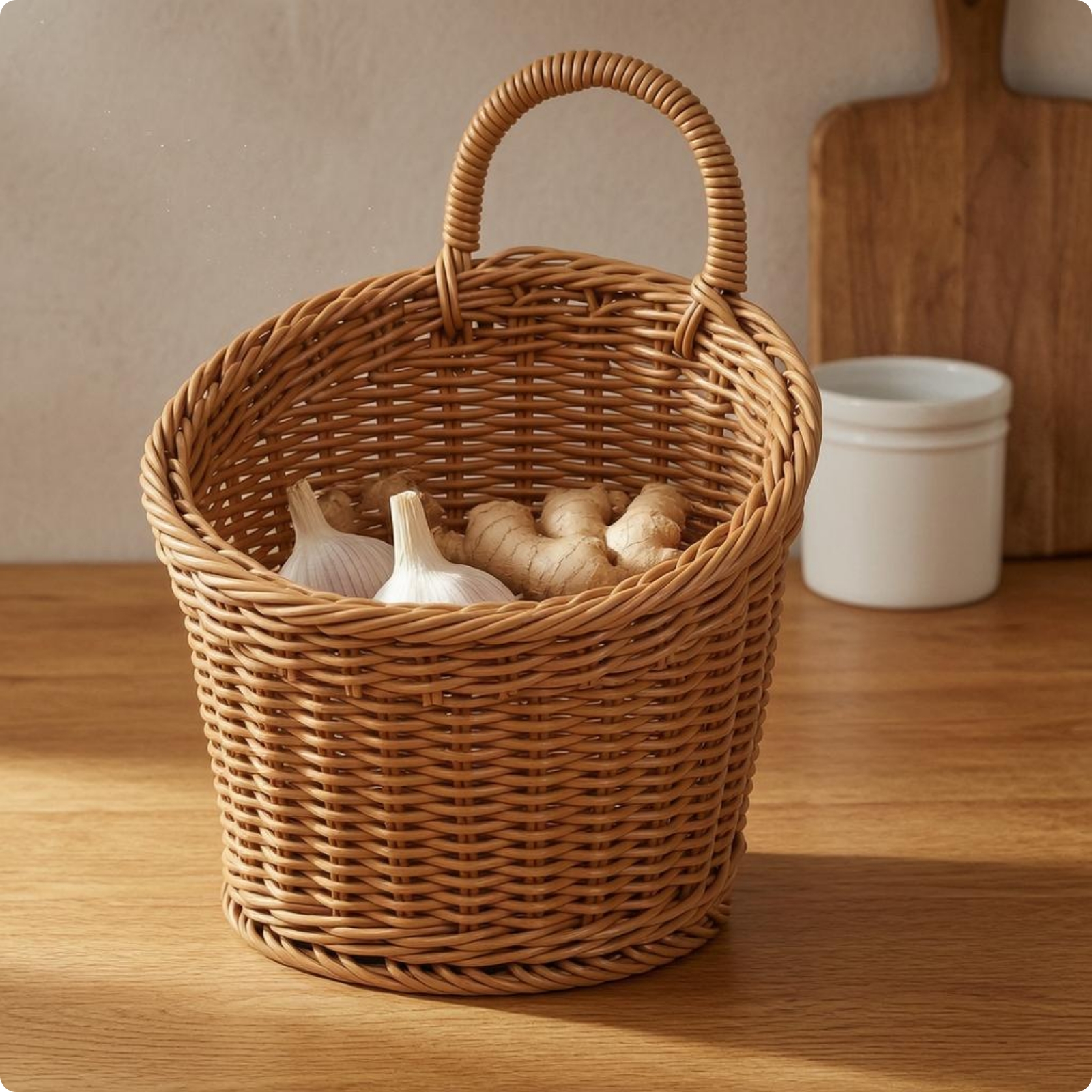 Hanging Wicker Container Multi-Use Wicker Container Easy to Hang for Kitchen
