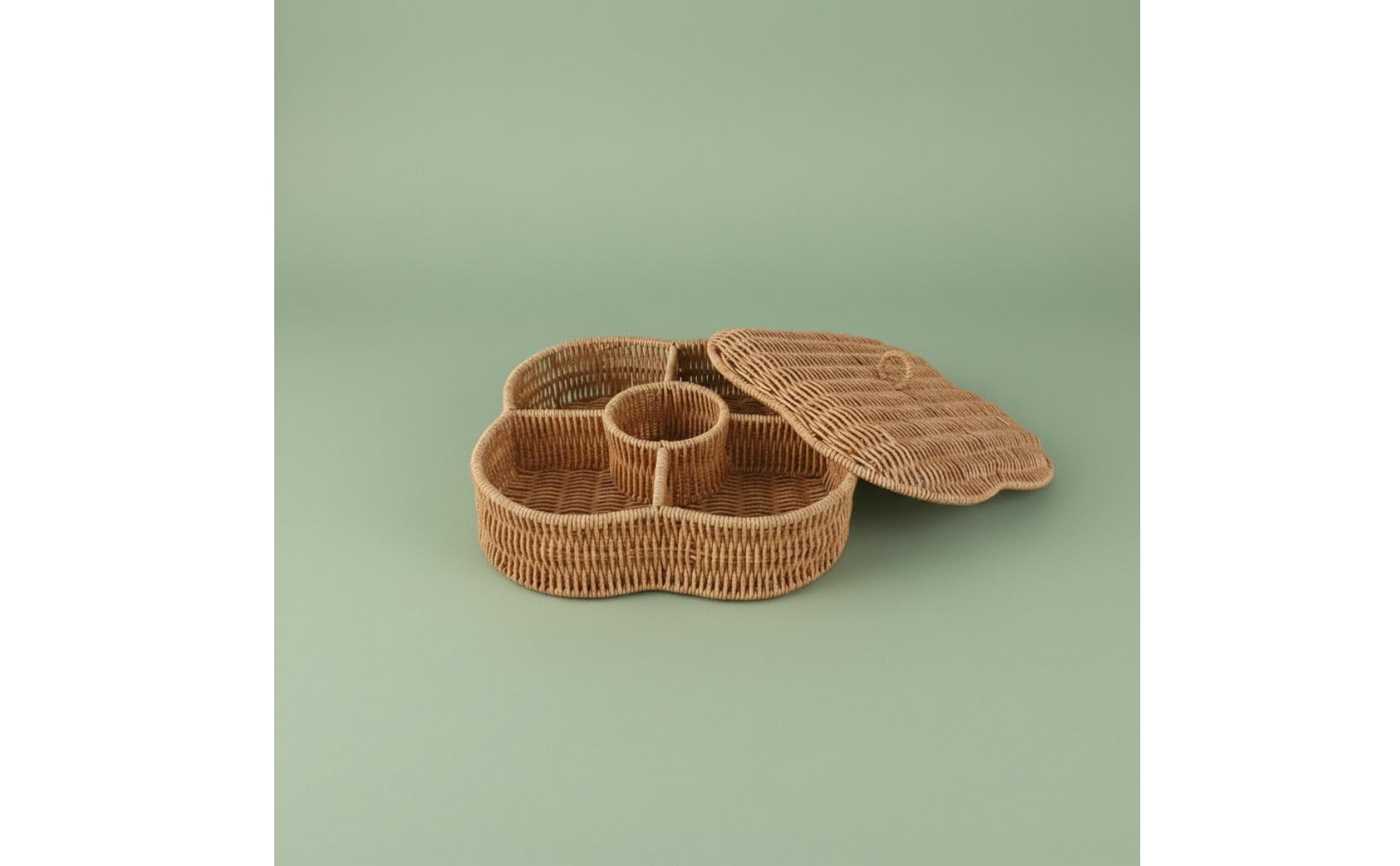 Divided Serving Tray Segmented Design Divided Snack Basket Stackable Lid
