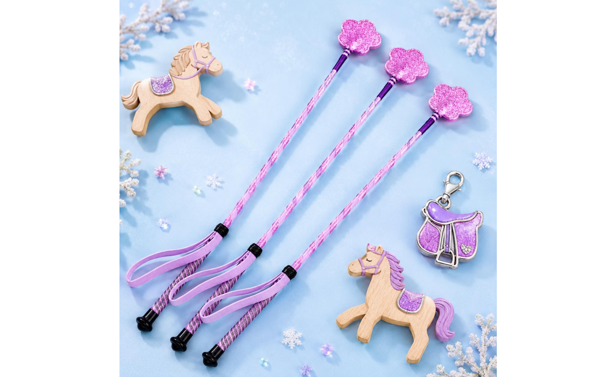 Children's Riding Whip Glittery Pink Riding Whip Braided Look