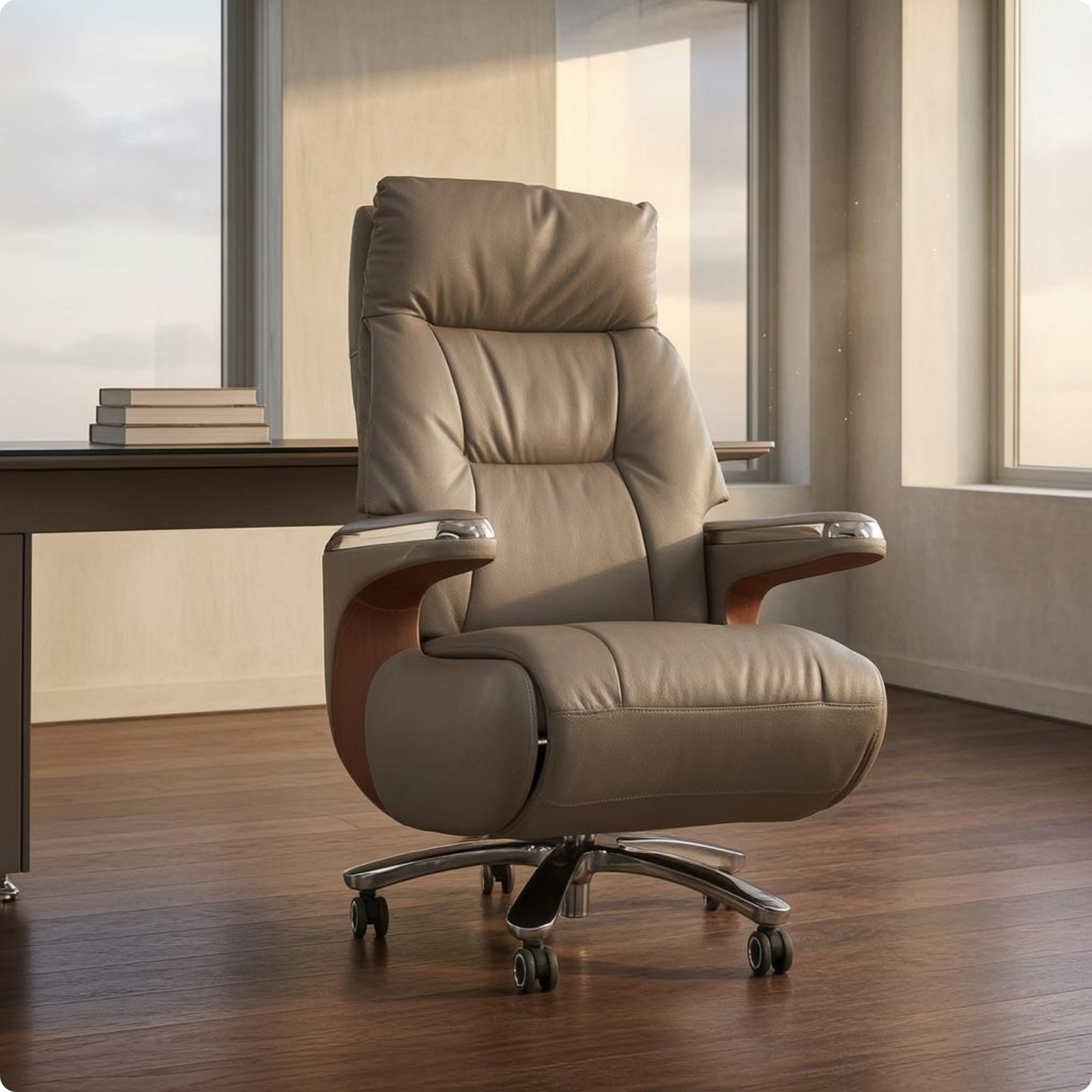 Managerial Office Chair Caster Wheels Reclining Office Chair Upholstered