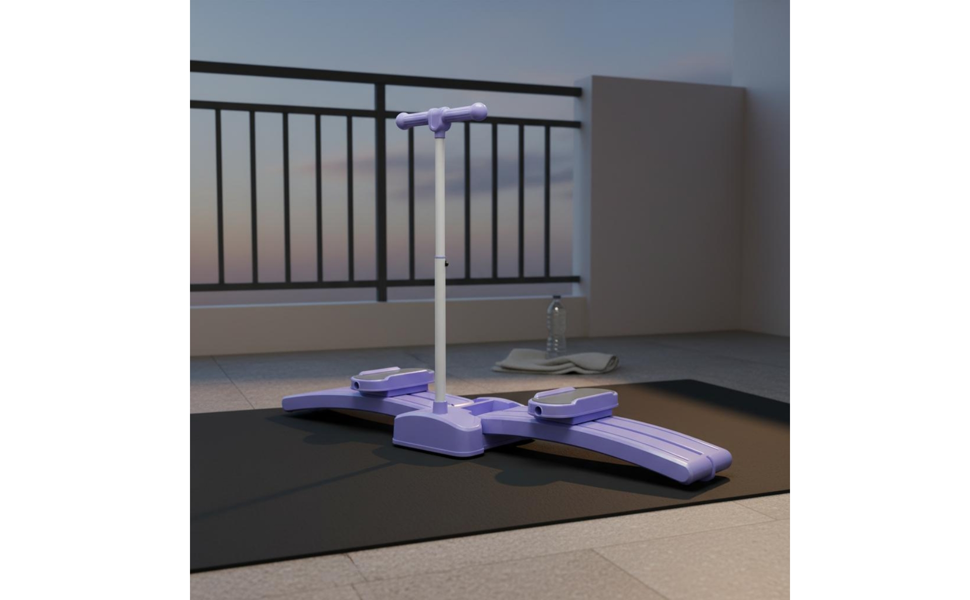 Ski Exercise Machine Curved Base Foldable Ski Machine Horizontal Handlebar
