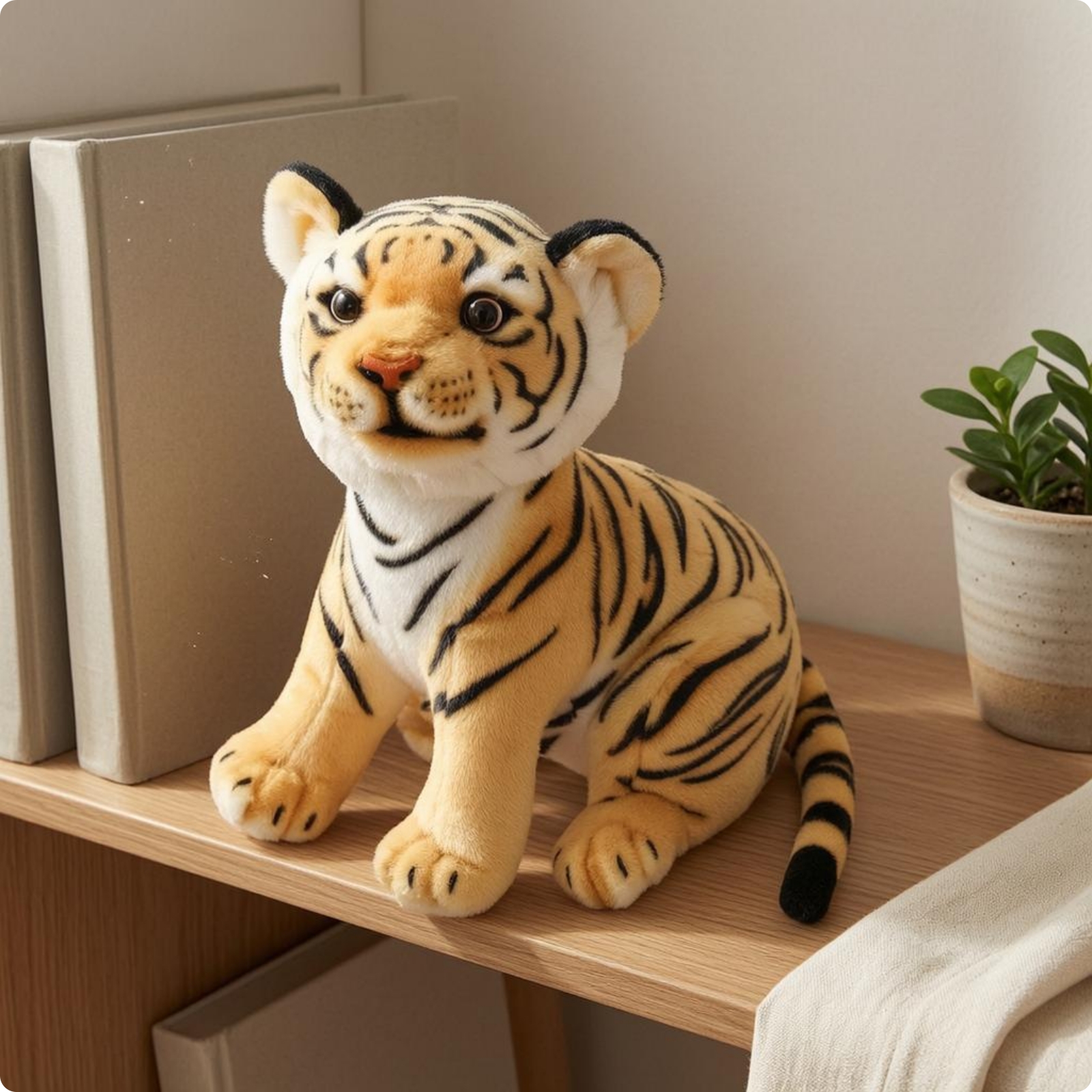 Realistisches Tiger Stofftier PP-Baumwolle Tigerstofftier Kauernde Form