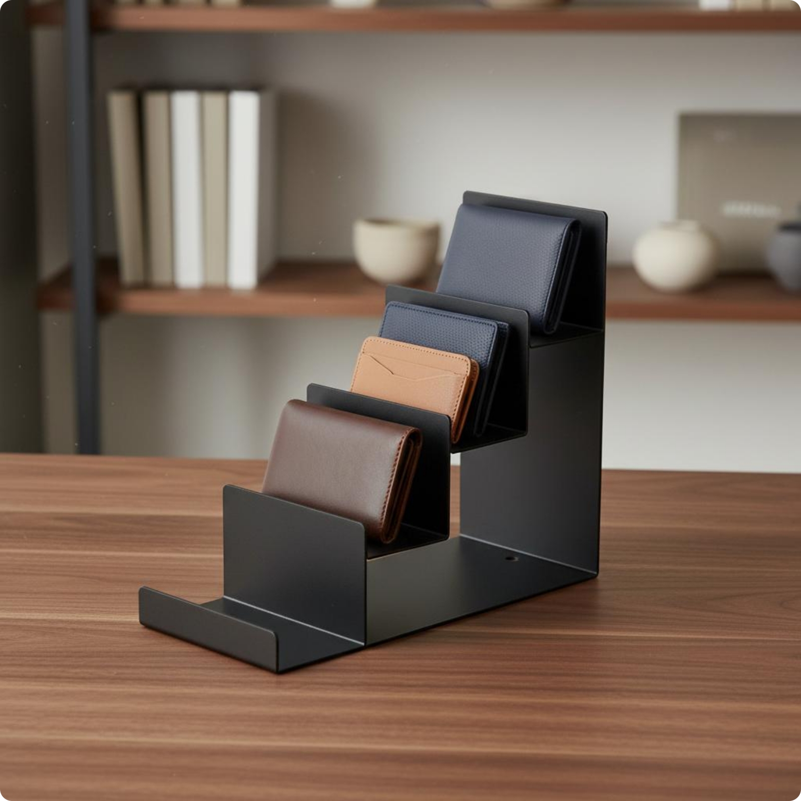 Floor-Standing Display Rack Stepped Design Tiered Display Rack Baked Paint